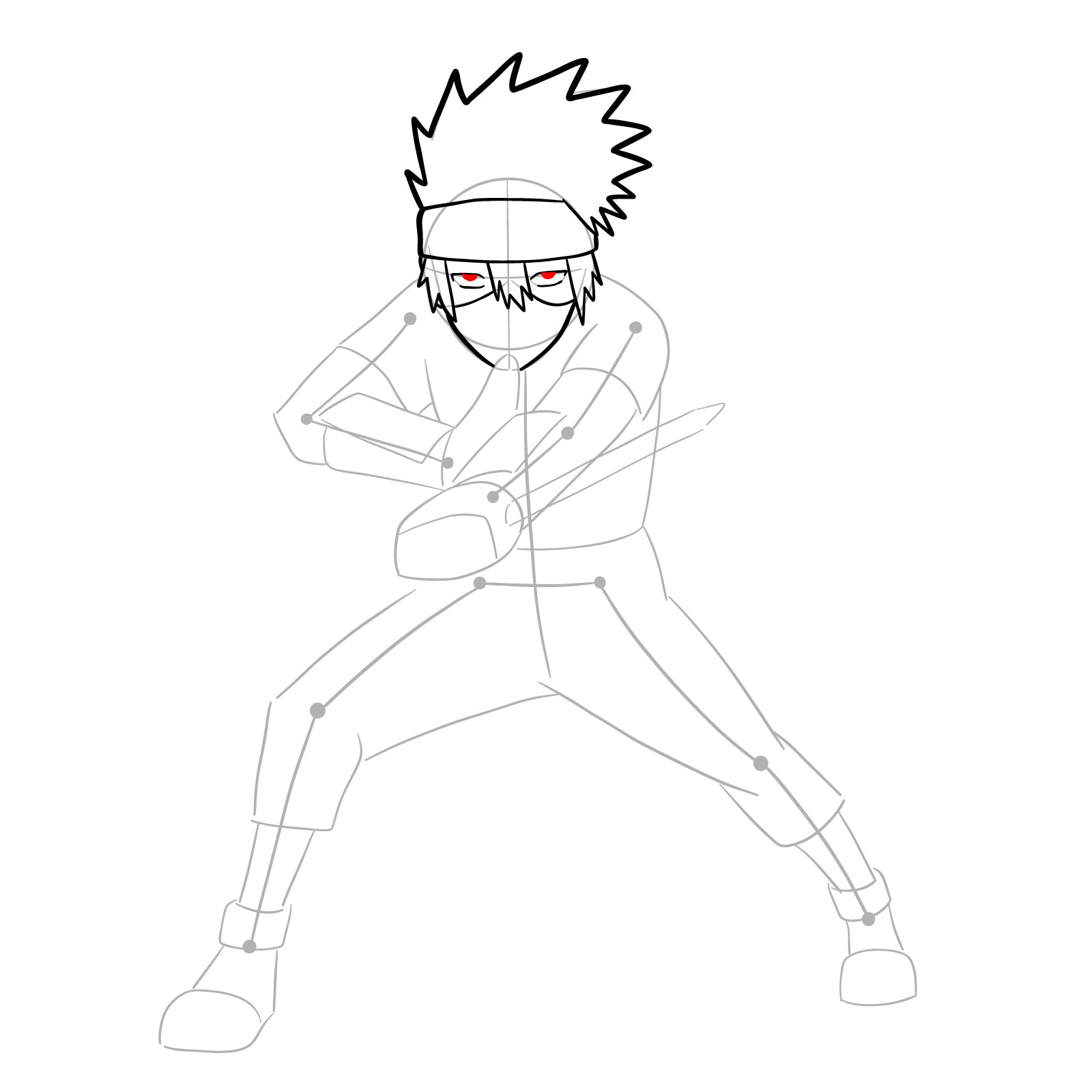 How to draw Young Kakashi from Naruto Shippuden Ultimate Ninja Storm Generations - step 11