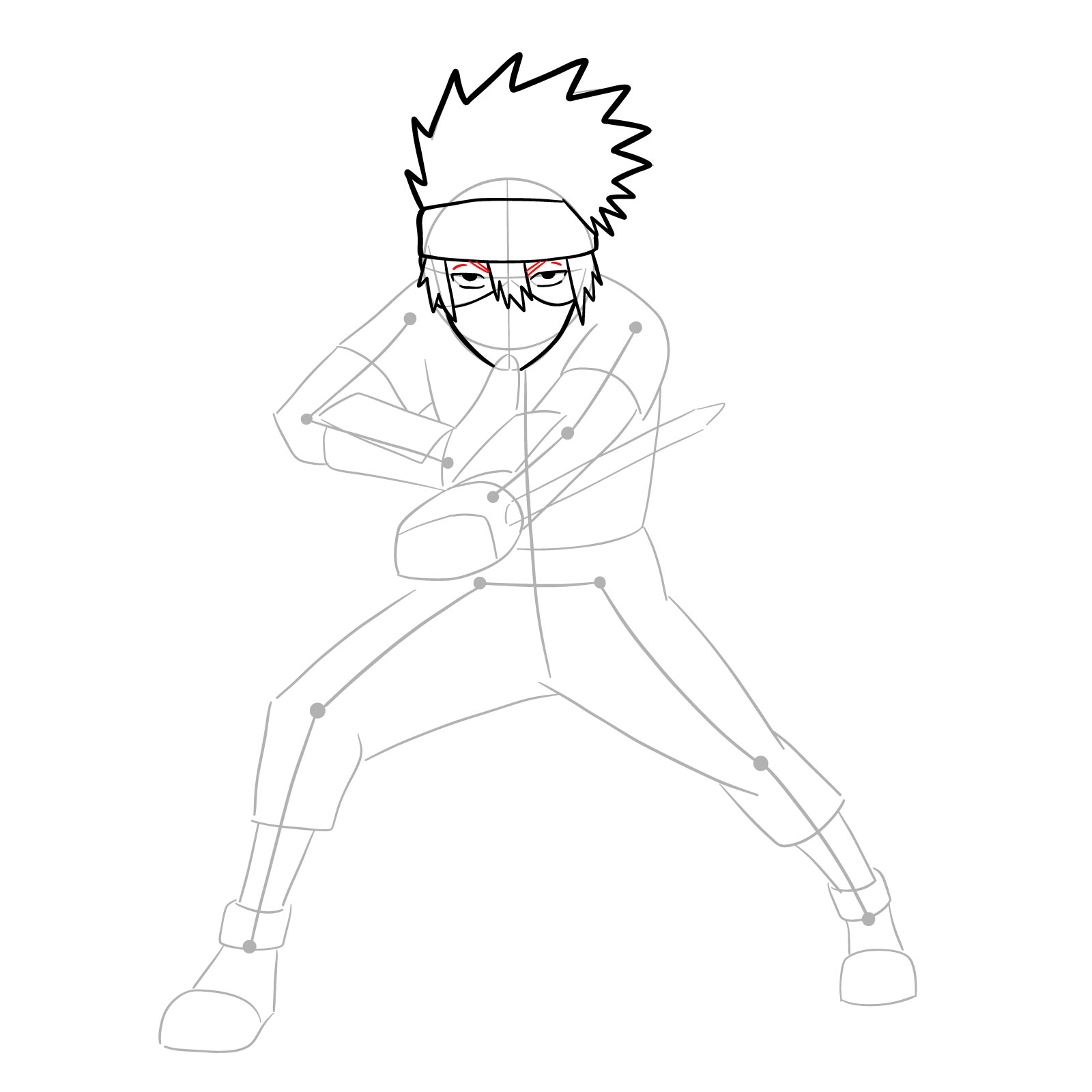 How to draw Young Kakashi from Naruto Shippuden Ultimate Ninja Storm Generations - step 12