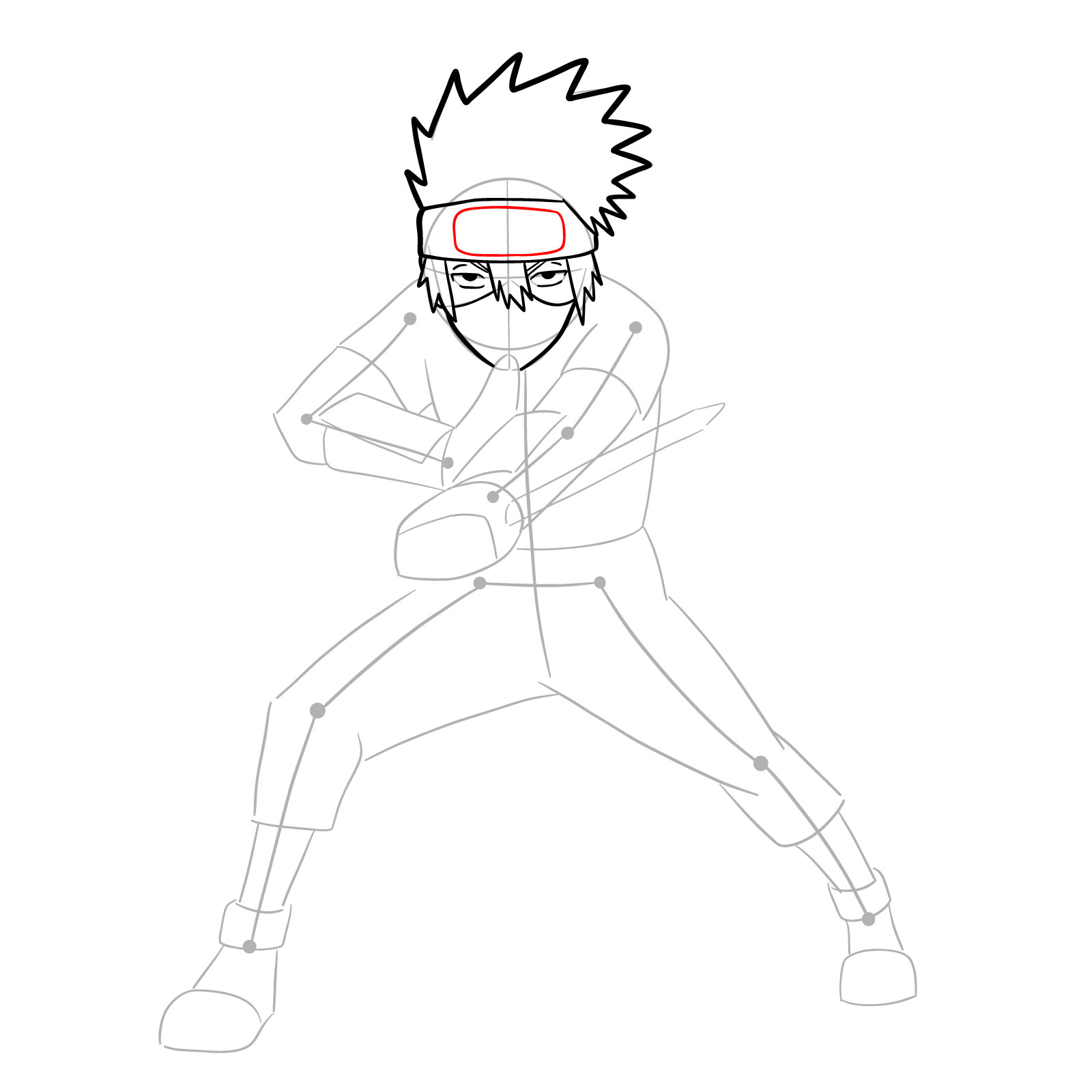 How to draw Young Kakashi from Naruto Shippuden Ultimate Ninja Storm Generations - step 13