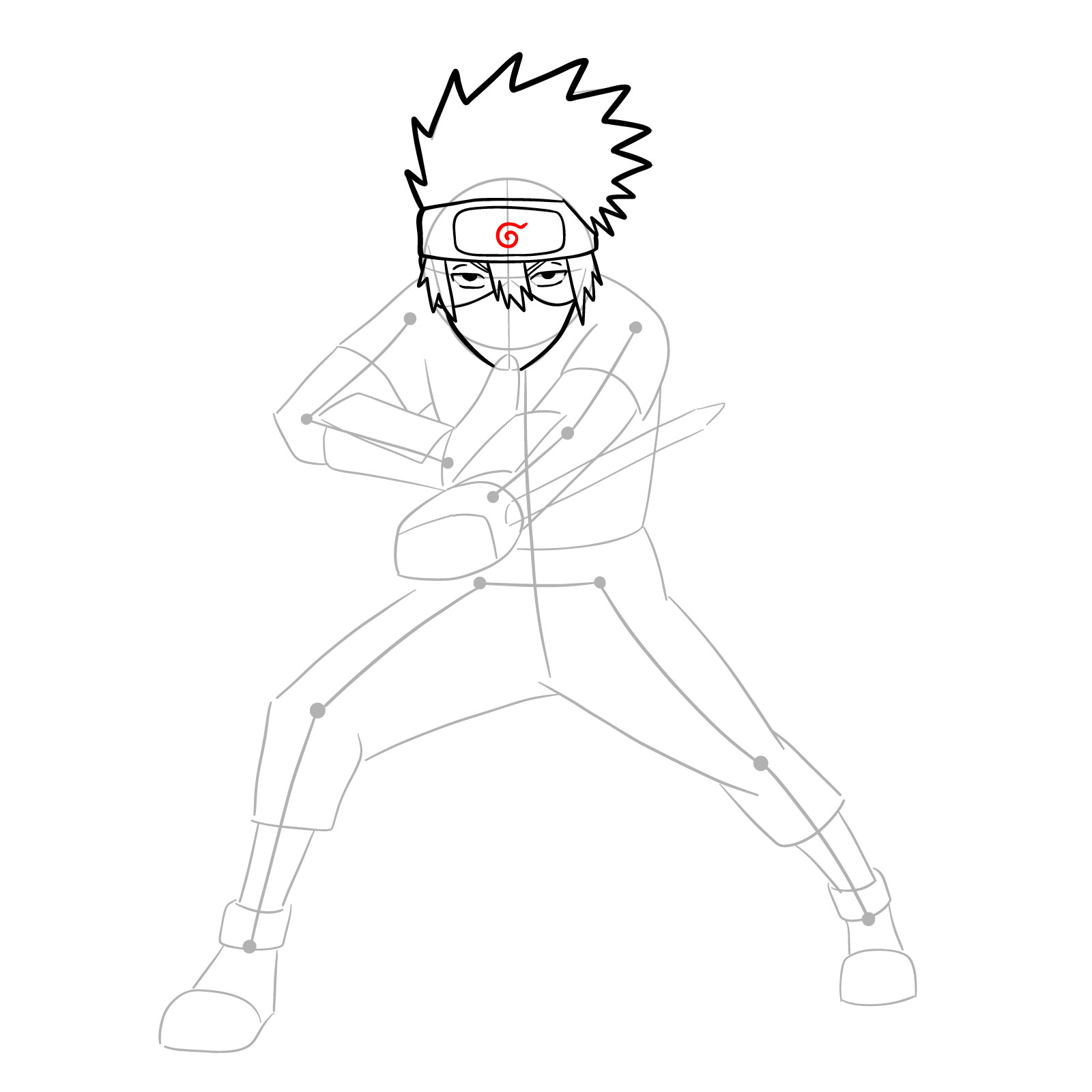 How to draw Young Kakashi from Naruto Shippuden Ultimate Ninja Storm Generations - step 14