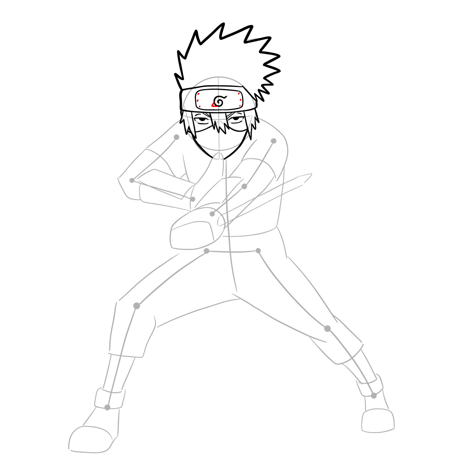 How to draw Young Kakashi from Naruto Shippuden Ultimate Ninja Storm Generations - step 15