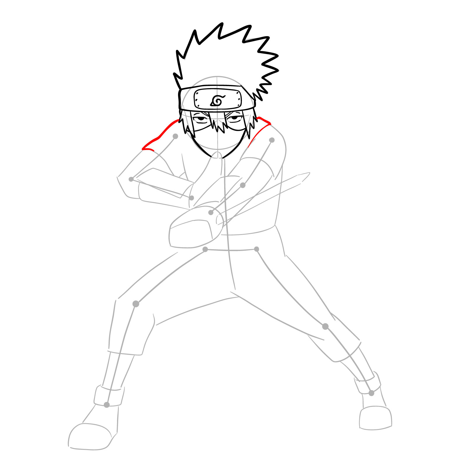 How to draw Young Kakashi from Naruto Shippuden Ultimate Ninja Storm Generations - step 16