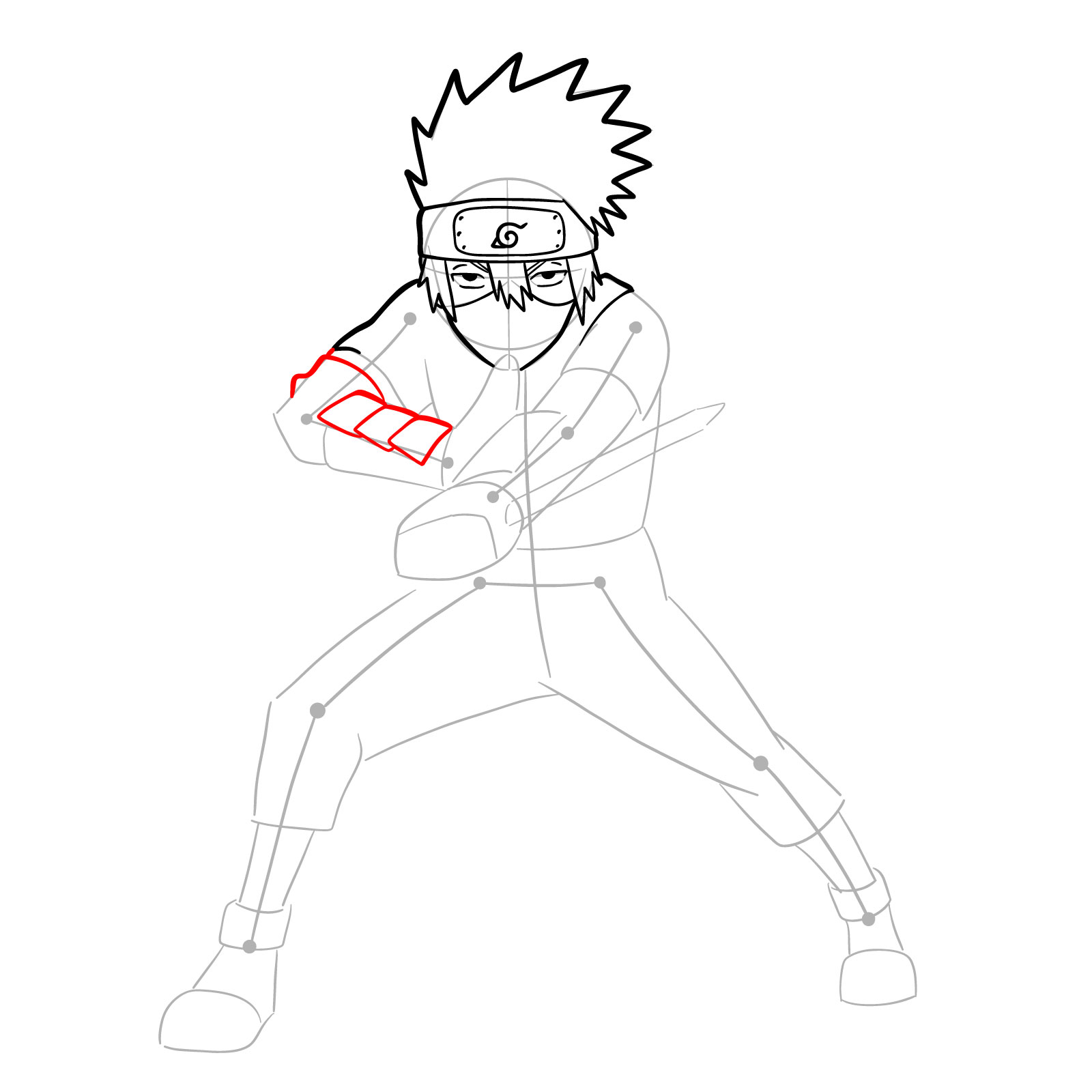 How to draw Young Kakashi from Naruto Shippuden Ultimate Ninja Storm Generations - step 17