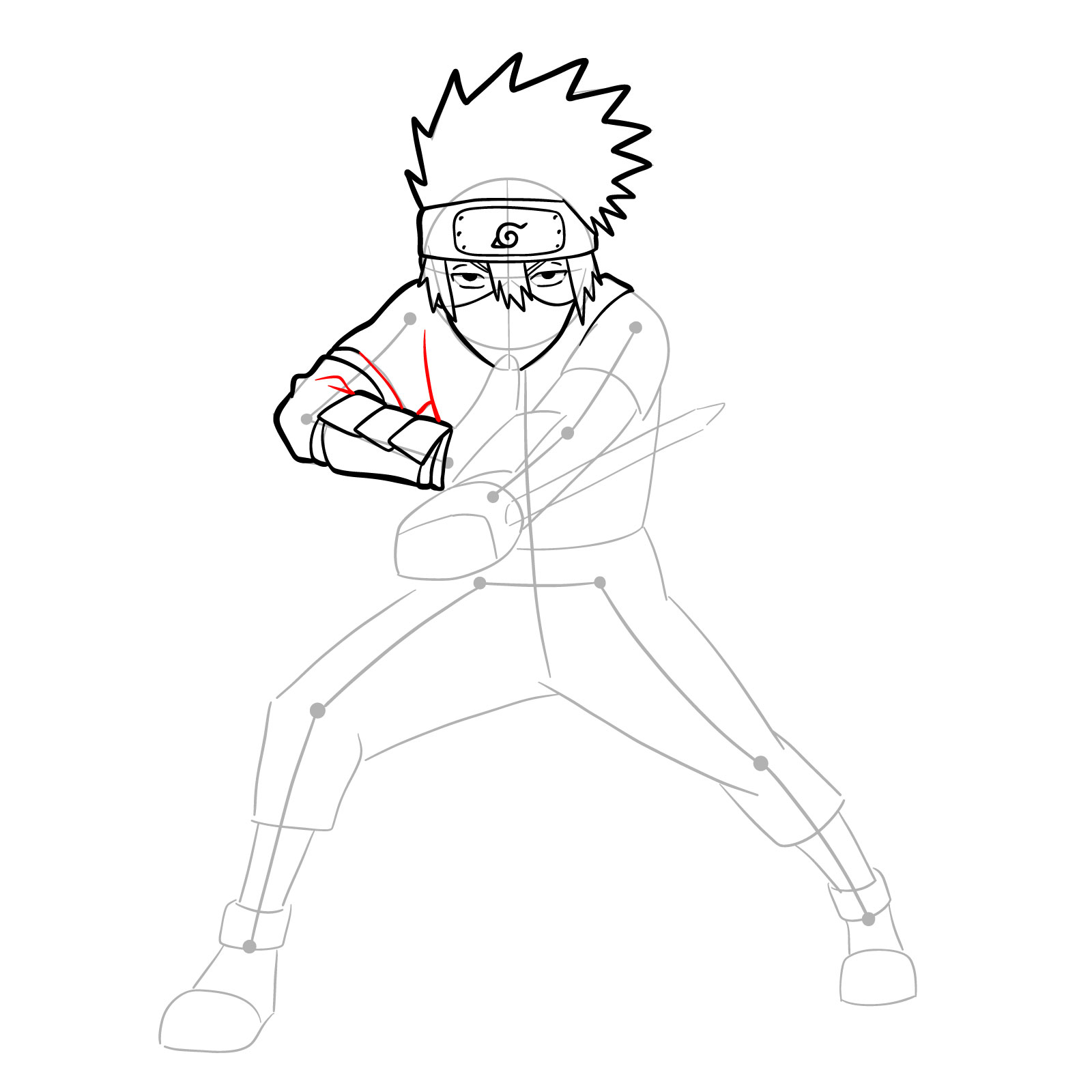 How to draw Young Kakashi from Naruto Shippuden Ultimate Ninja Storm Generations - step 20