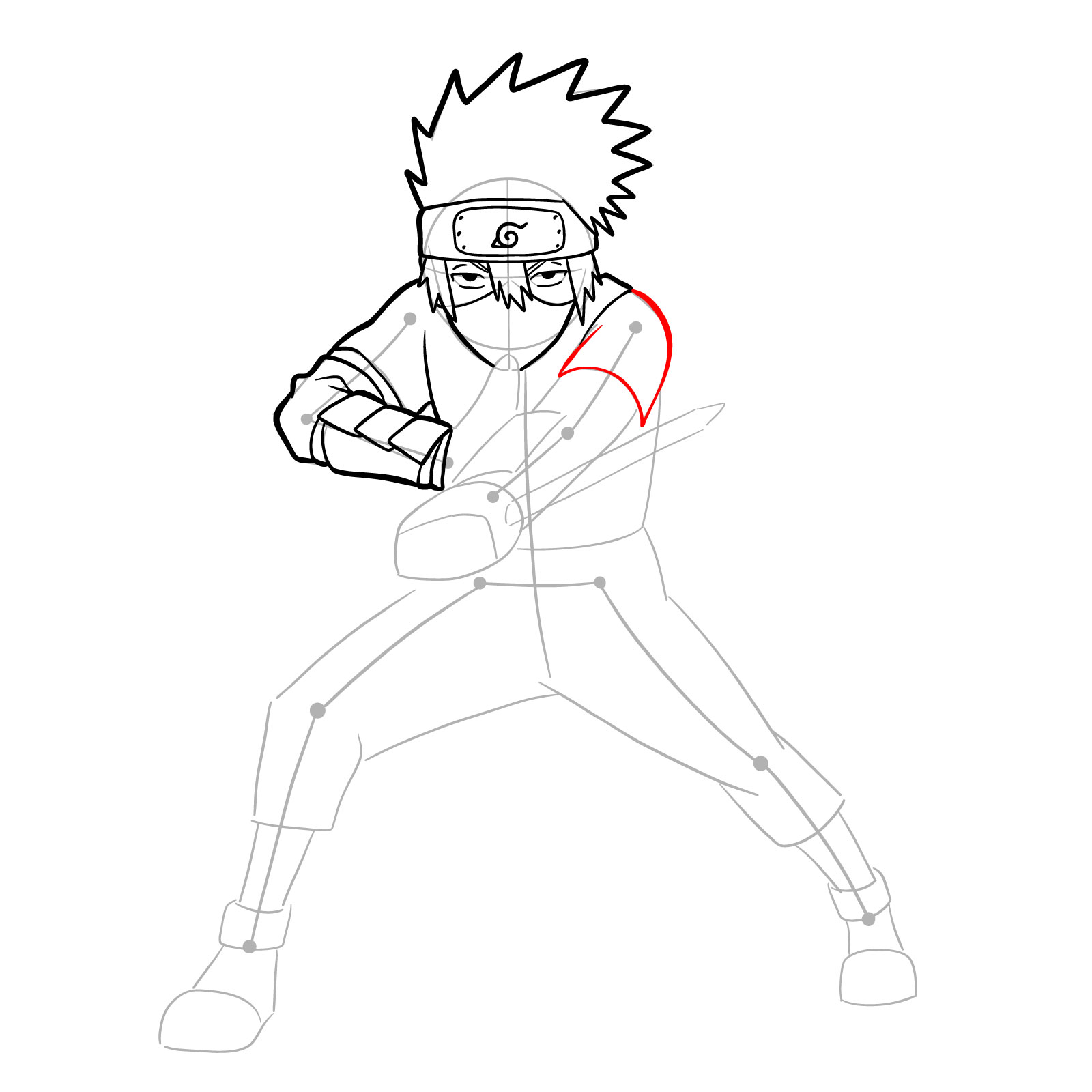 How to draw Young Kakashi from Naruto Shippuden Ultimate Ninja Storm Generations - step 21