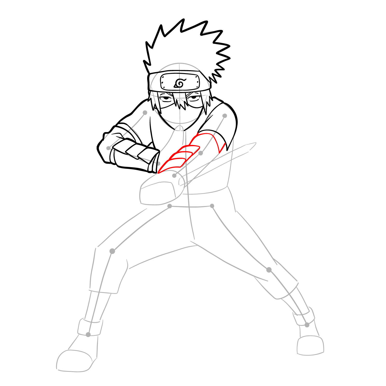 How to draw Young Kakashi from Naruto Shippuden Ultimate Ninja Storm Generations - step 22