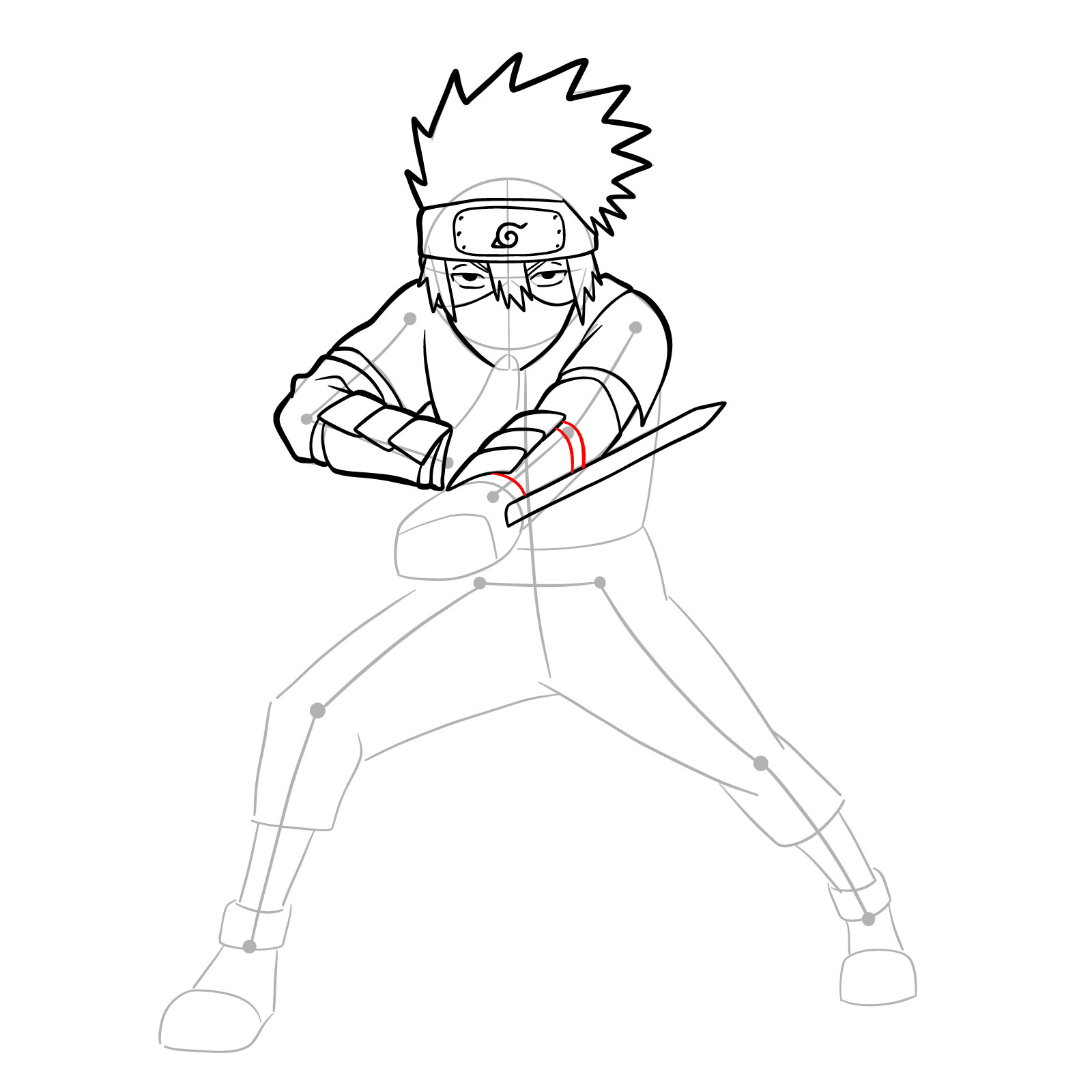How to draw Young Kakashi from Naruto Shippuden Ultimate Ninja Storm Generations - step 24