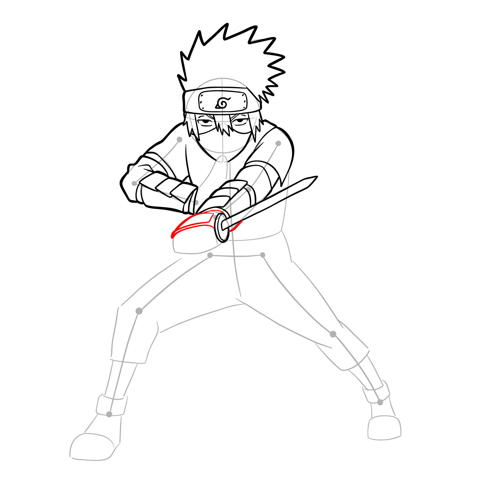 How to draw Young Kakashi from Naruto Shippuden Ultimate Ninja Storm Generations - step 26