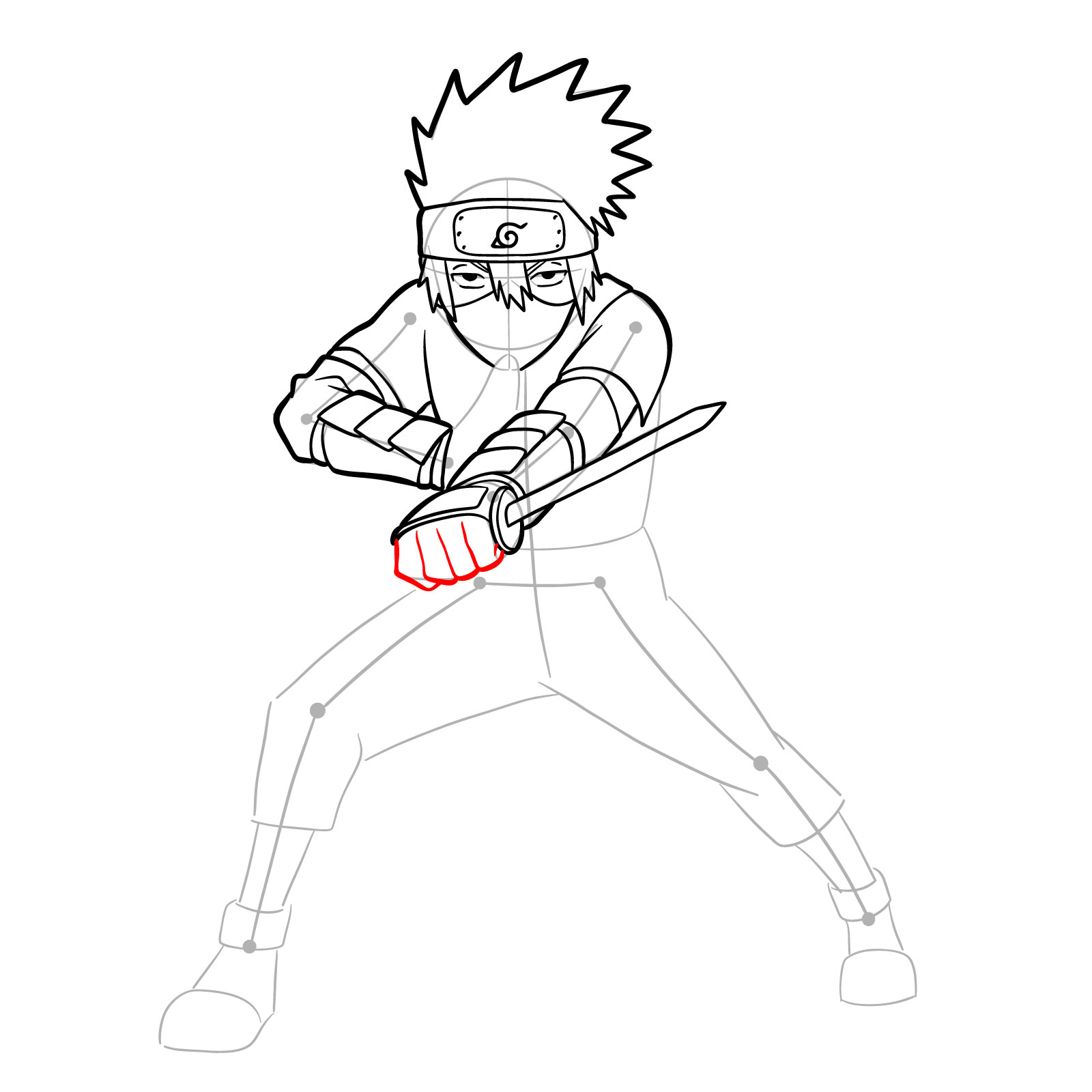 How to draw Young Kakashi from Naruto Shippuden Ultimate Ninja Storm Generations - step 27
