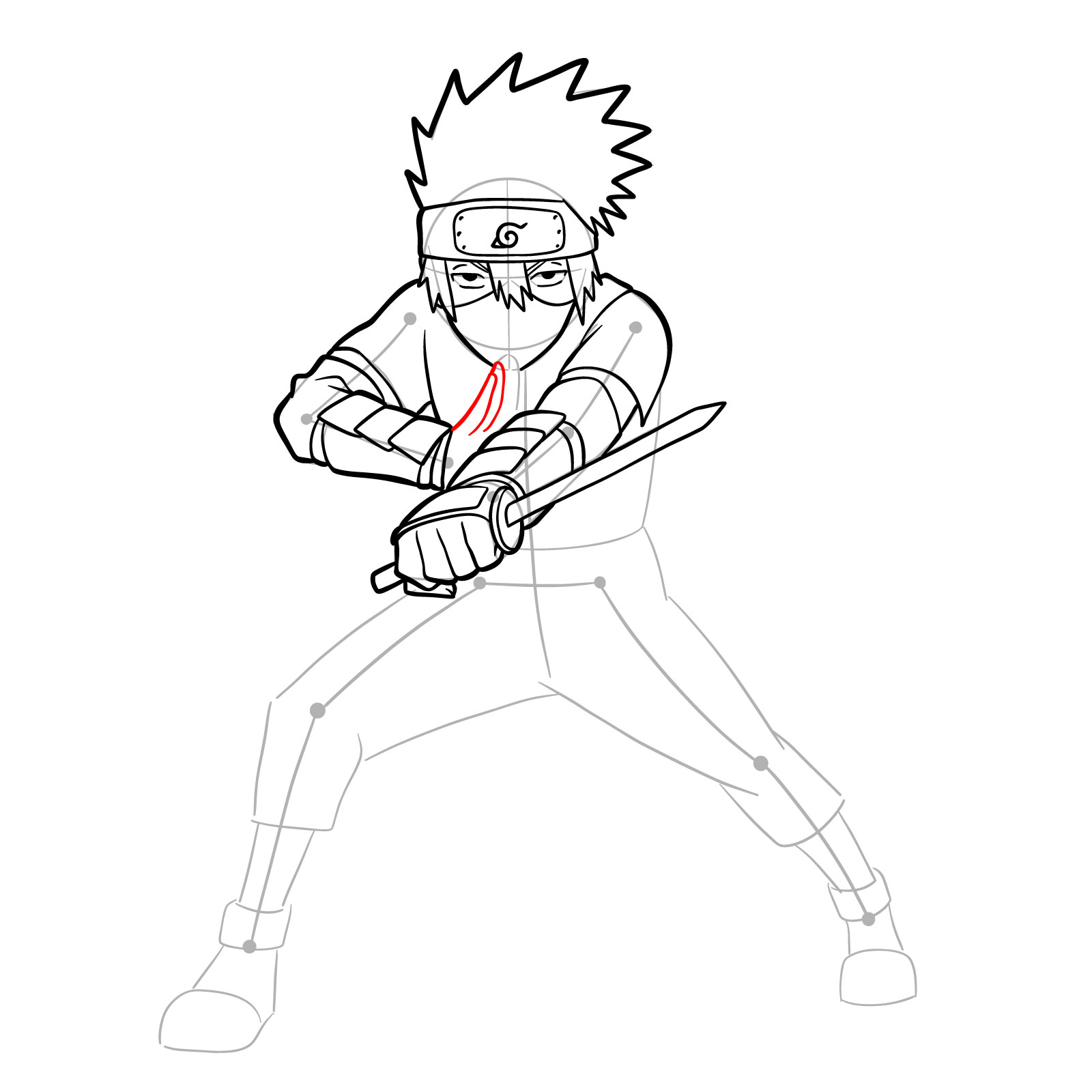 How to draw Young Kakashi from Naruto Shippuden Ultimate Ninja Storm Generations - step 29