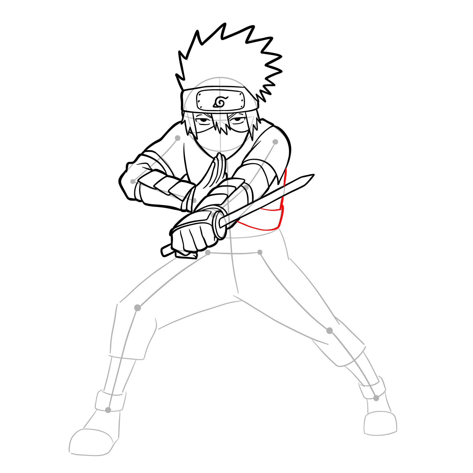 How to draw Young Kakashi from Naruto Shippuden Ultimate Ninja Storm Generations - step 31