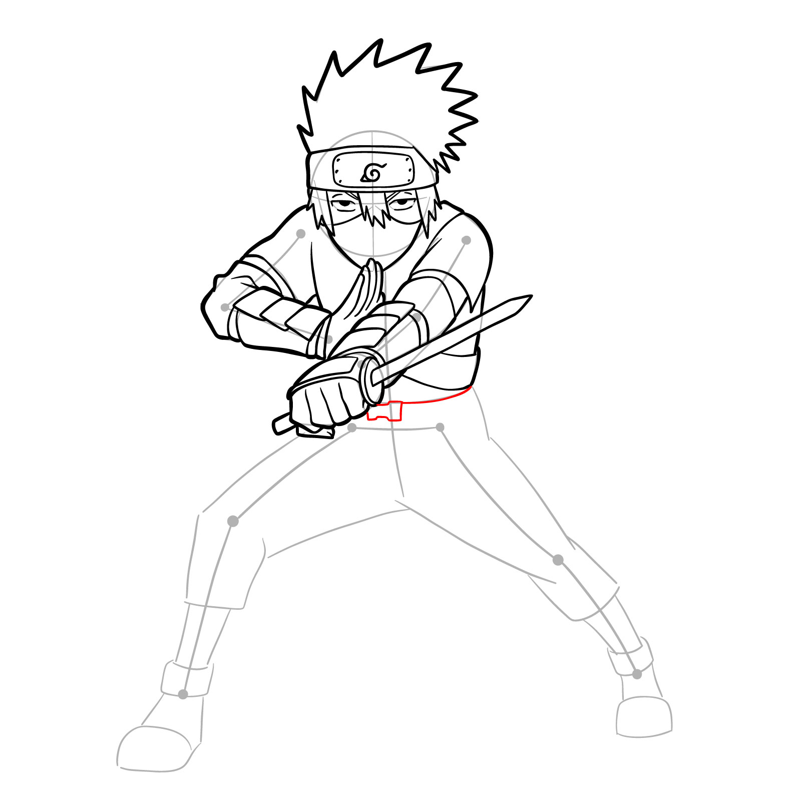 How to draw Young Kakashi from Naruto Shippuden Ultimate Ninja Storm Generations - step 32