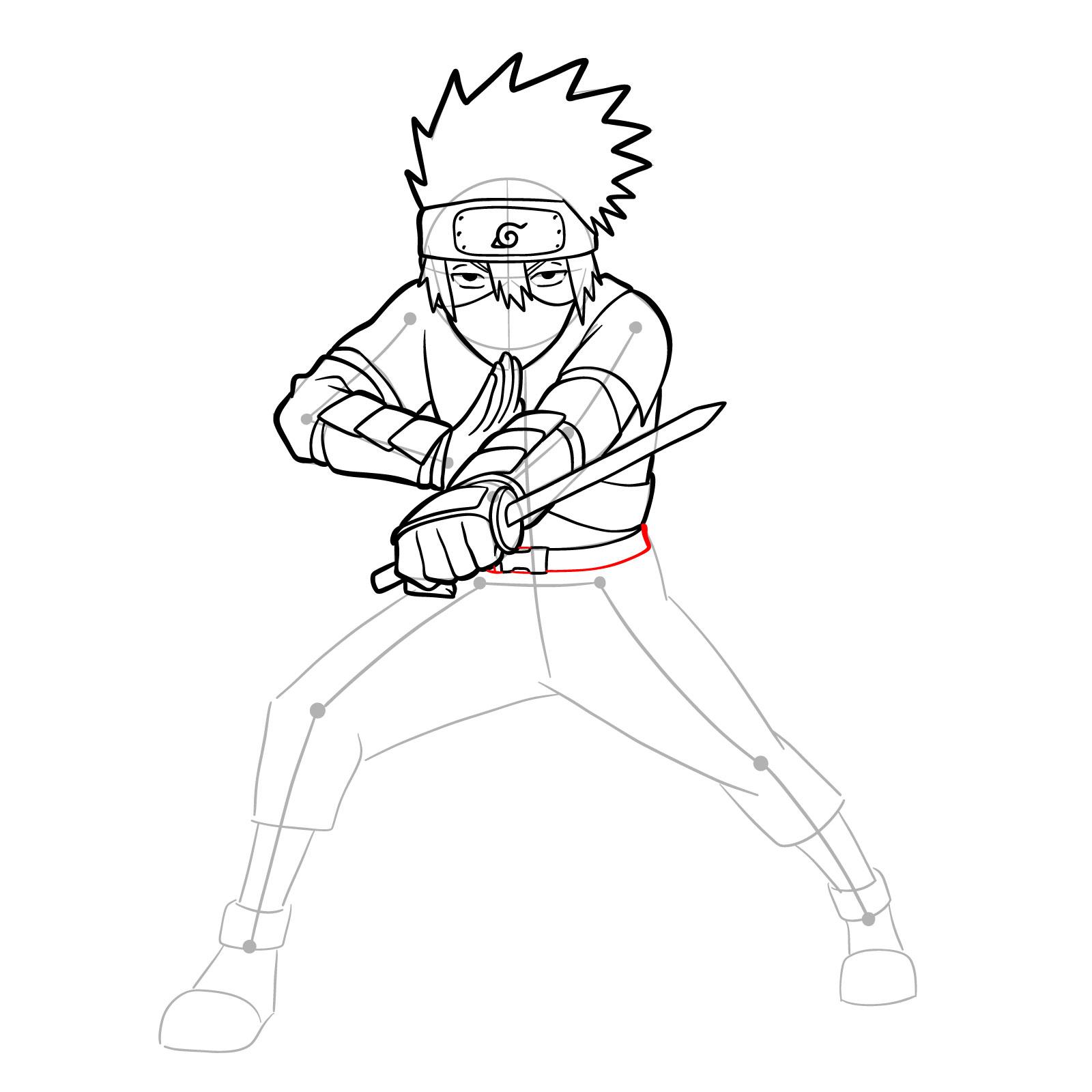 How to draw Young Kakashi from Naruto Shippuden Ultimate Ninja Storm Generations - step 33