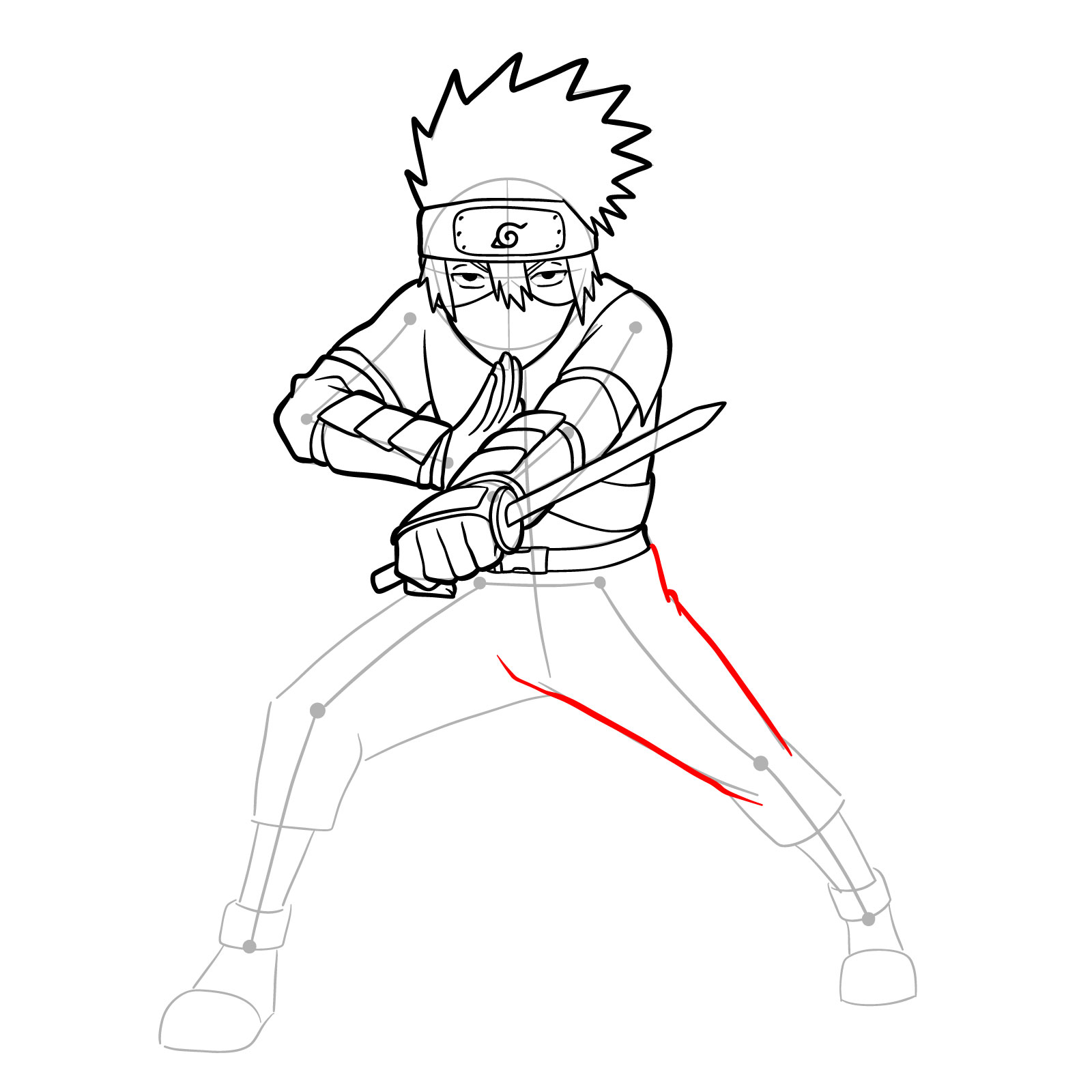 How to draw Young Kakashi from Naruto Shippuden Ultimate Ninja Storm Generations - step 34
