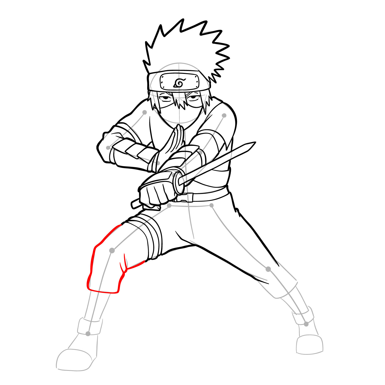 How to draw Young Kakashi from Naruto Shippuden Ultimate Ninja Storm Generations - step 36