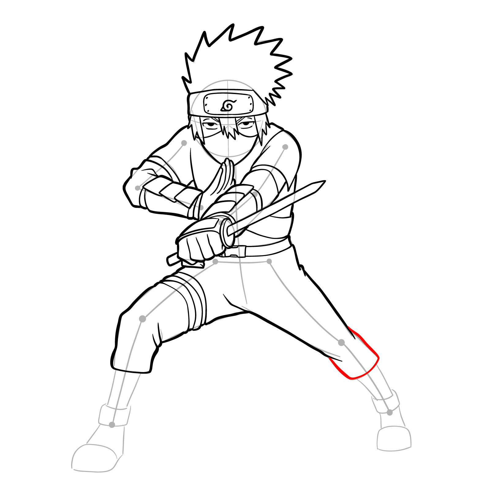 How to draw Young Kakashi from Naruto Shippuden Ultimate Ninja Storm Generations - step 37