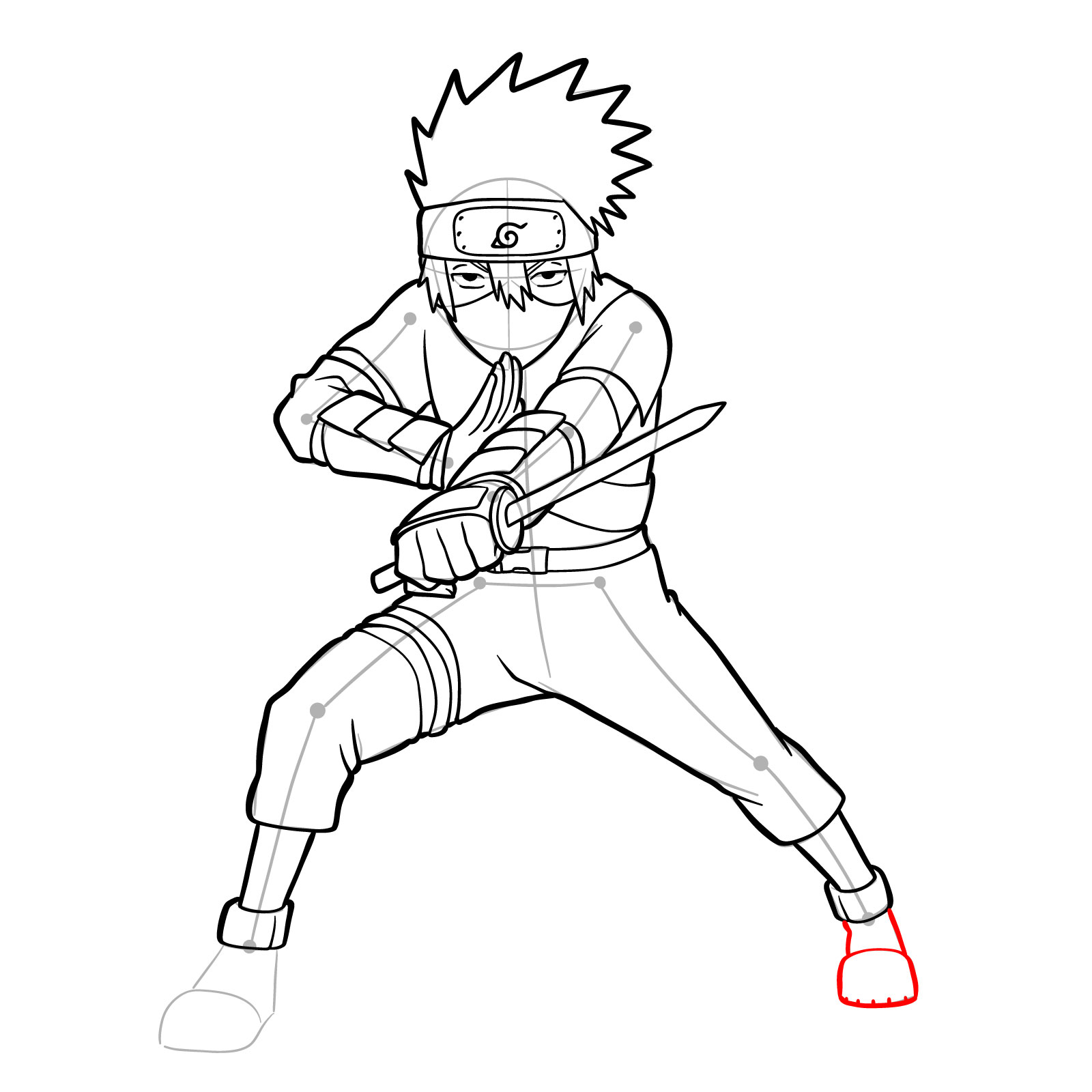 How to draw Young Kakashi from Naruto Shippuden Ultimate Ninja Storm Generations - step 39