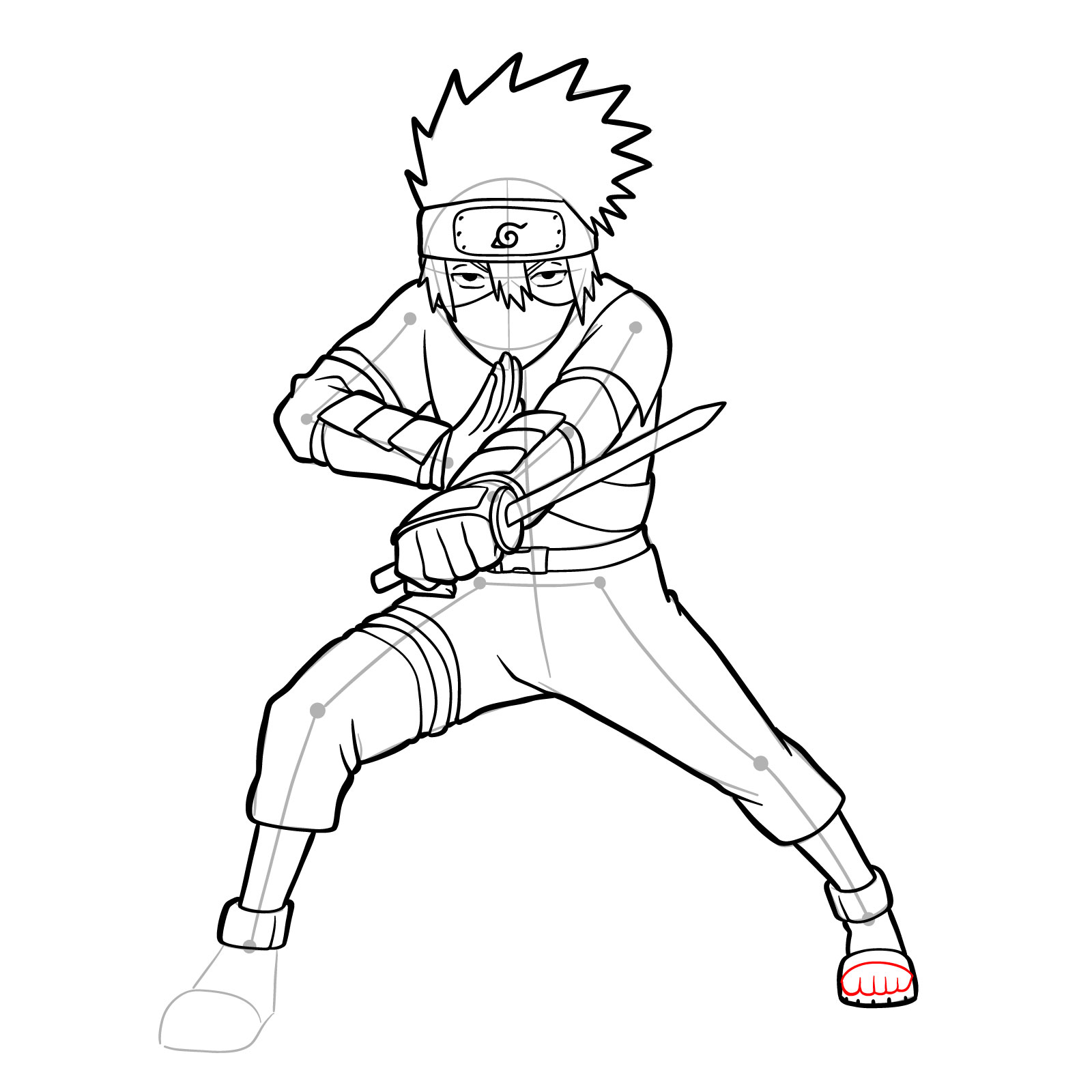 How to draw Young Kakashi from Naruto Shippuden Ultimate Ninja Storm Generations - step 40