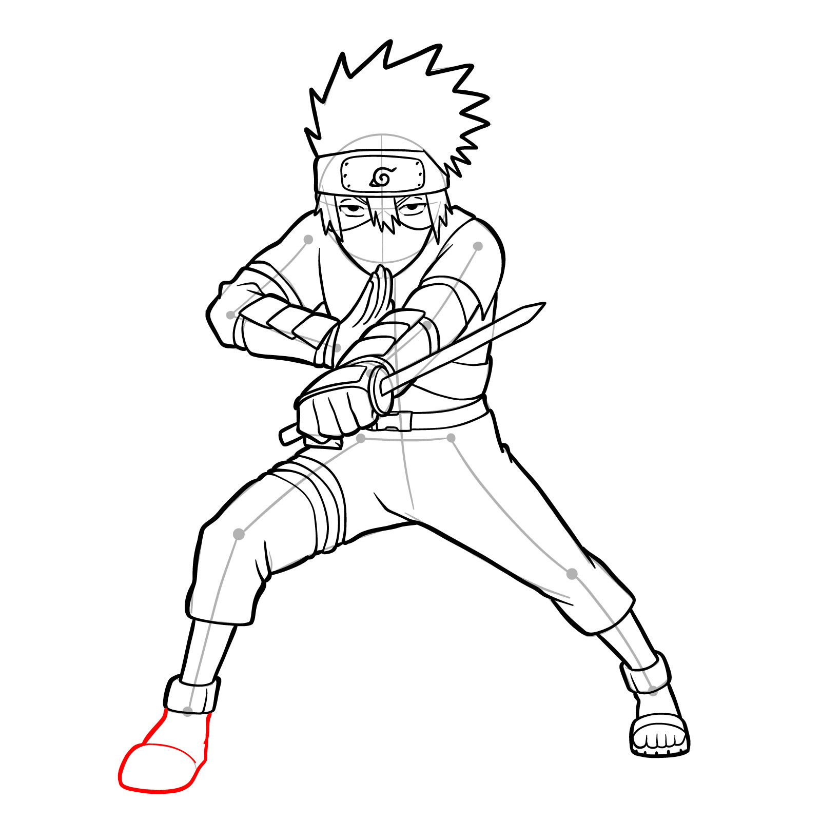 How to draw Young Kakashi from Naruto Shippuden Ultimate Ninja Storm Generations - step 41