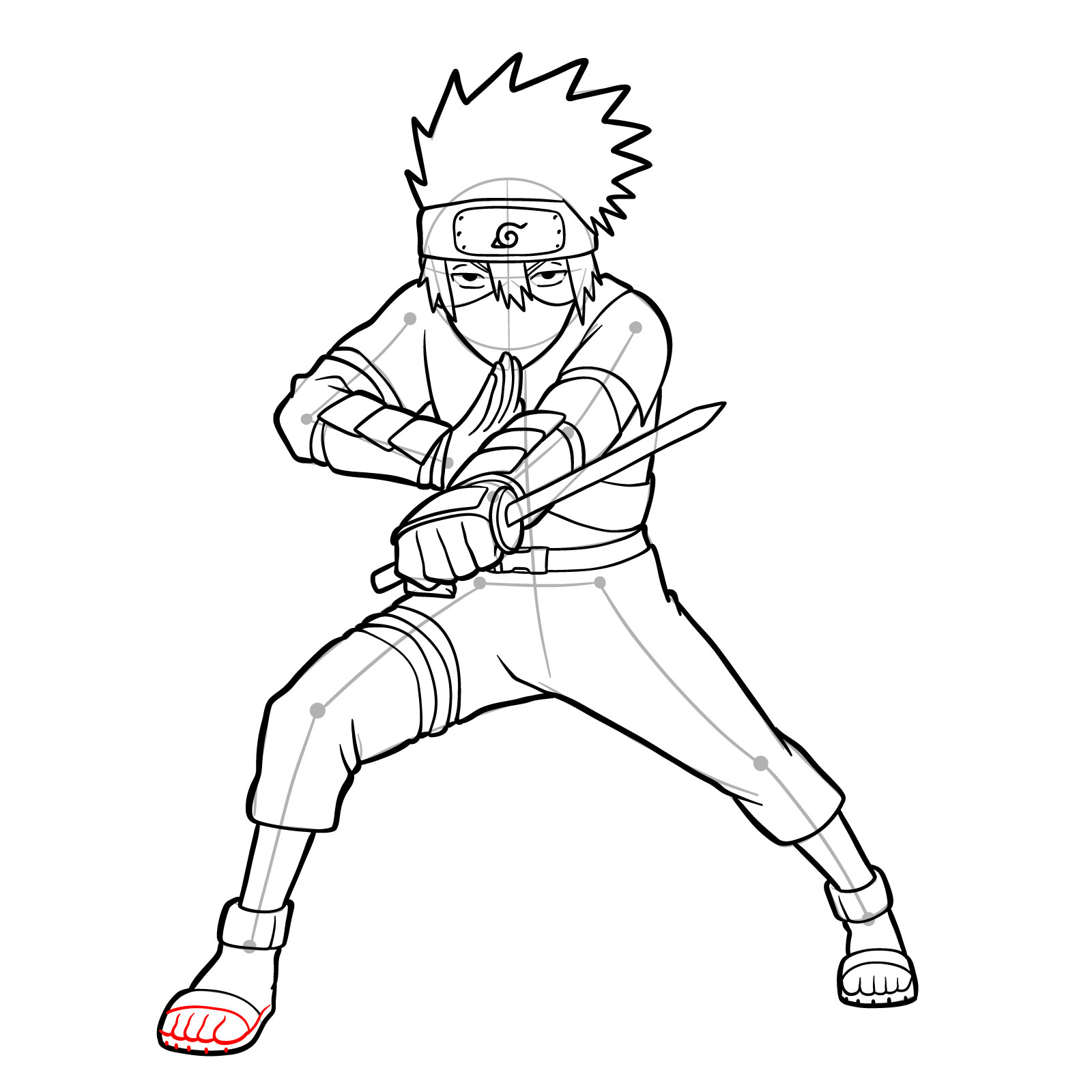 How to draw Young Kakashi from Naruto Shippuden Ultimate Ninja Storm Generations - step 42