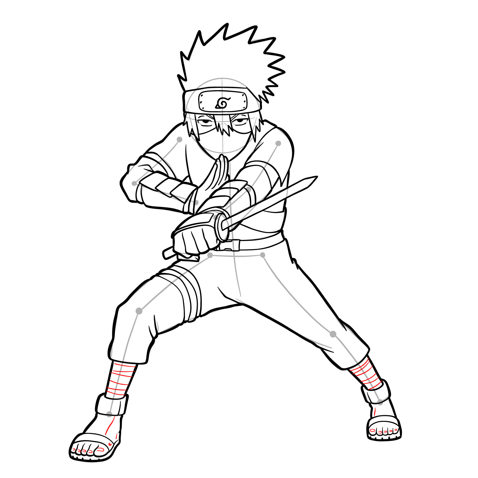How to draw Young Kakashi from Naruto Shippuden Ultimate Ninja Storm Generations - step 43