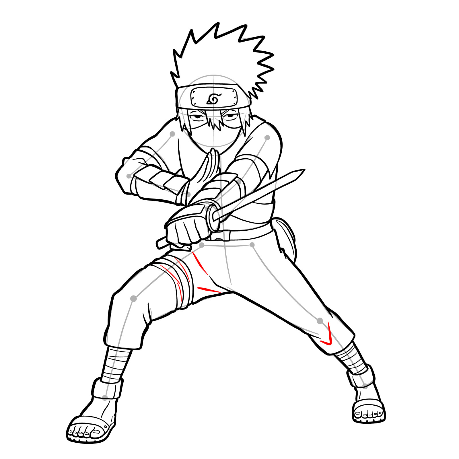 How to draw Young Kakashi from Naruto Shippuden Ultimate Ninja Storm Generations - step 45