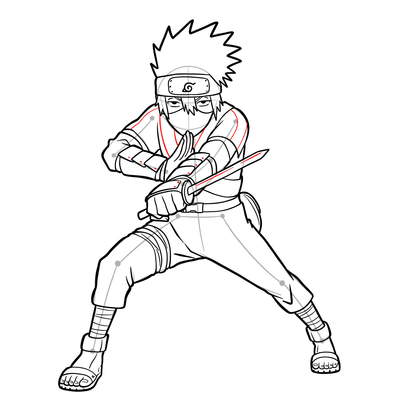 How to draw Young Kakashi from Naruto Shippuden Ultimate Ninja Storm Generations - step 46