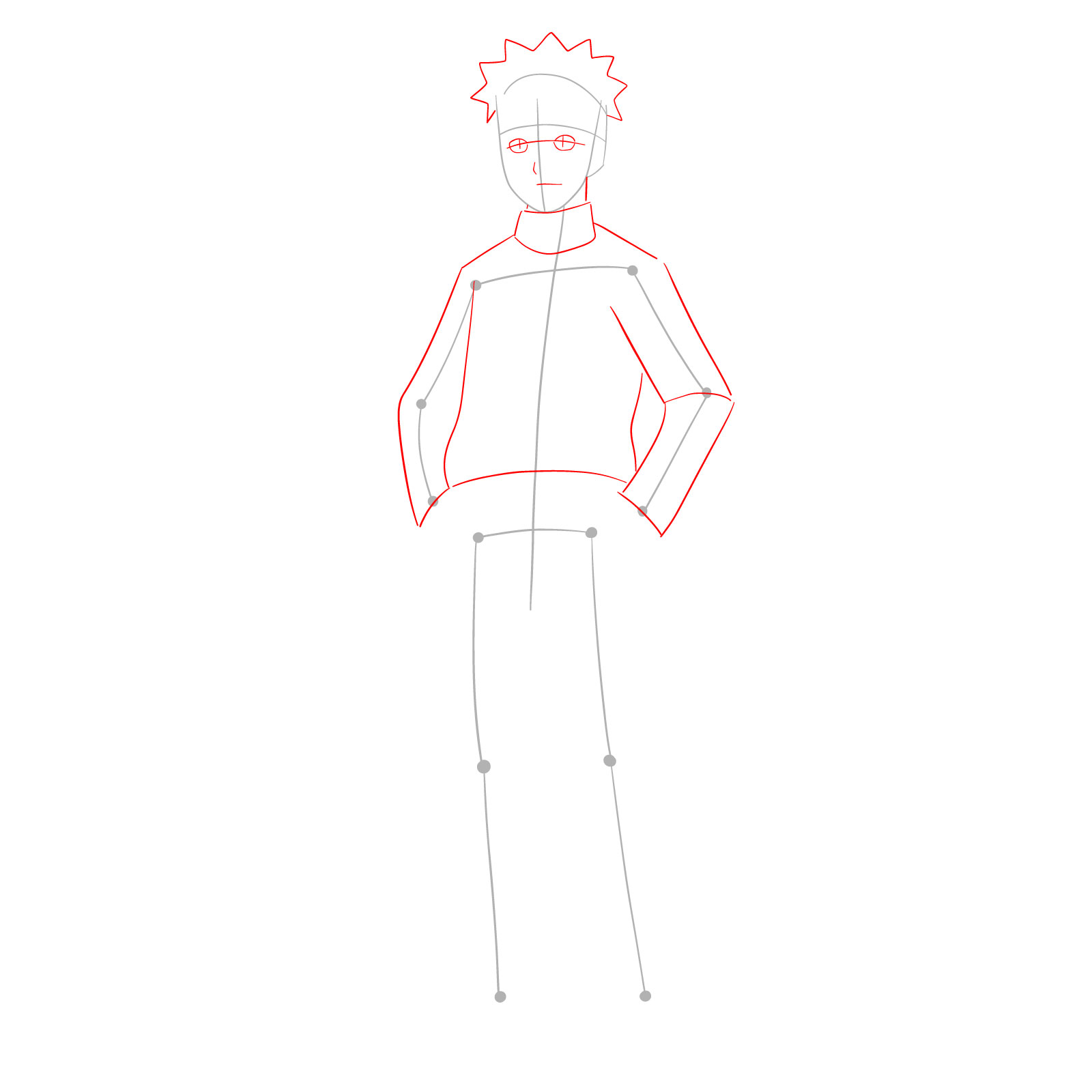 How to draw teen Naruto - step 02