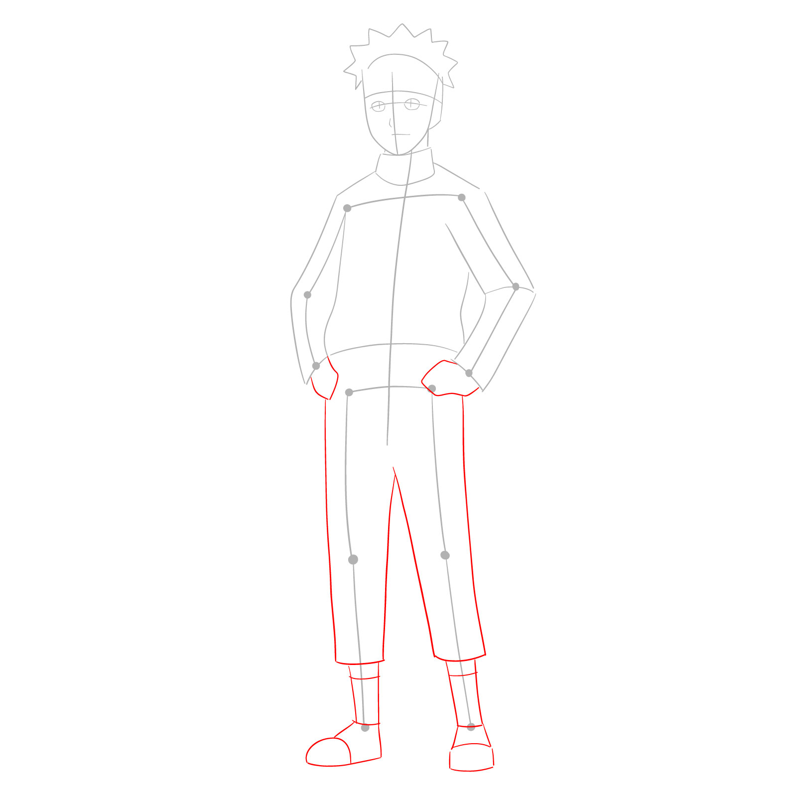 How to draw teen Naruto - step 03