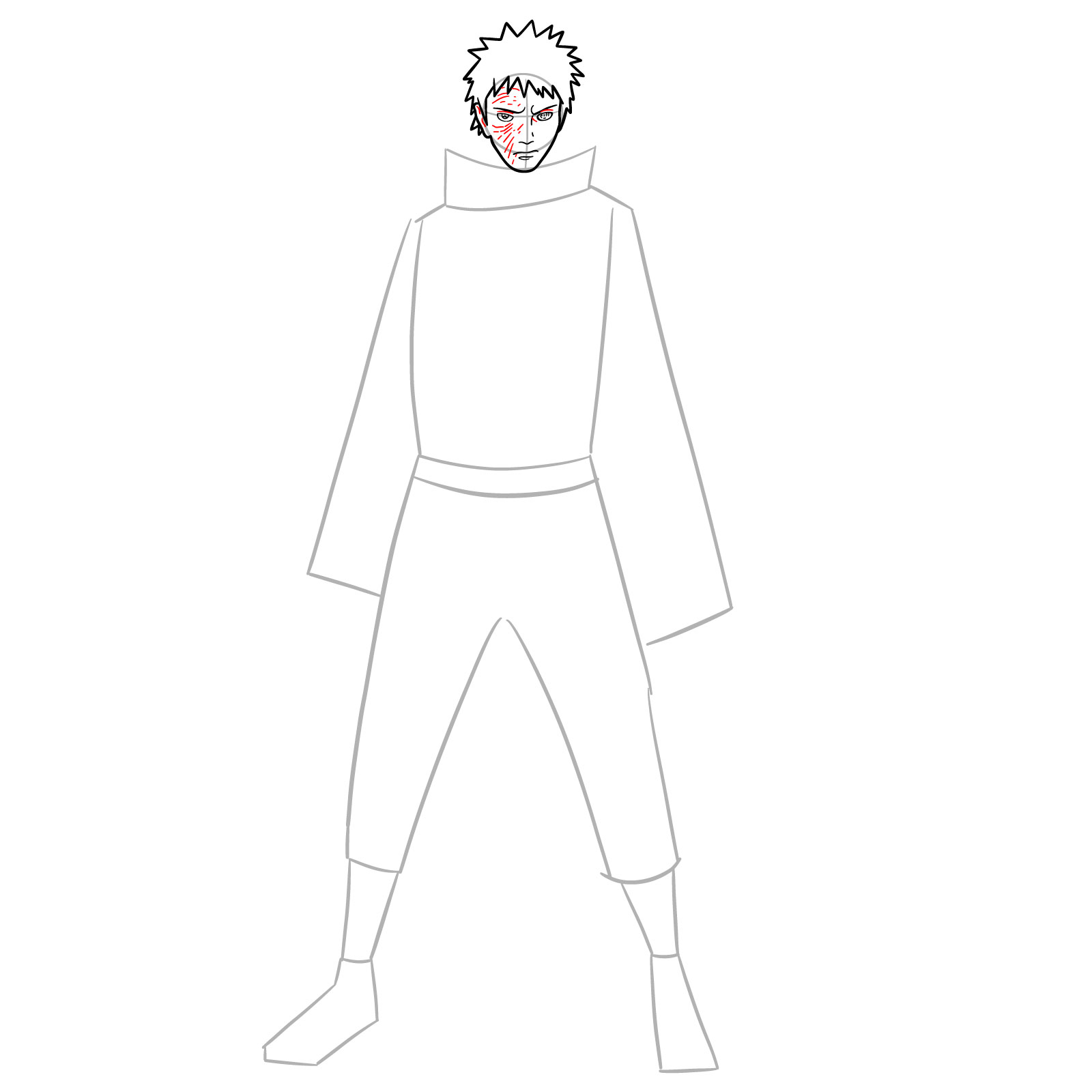 How to Draw Obito Uchiha - step 06