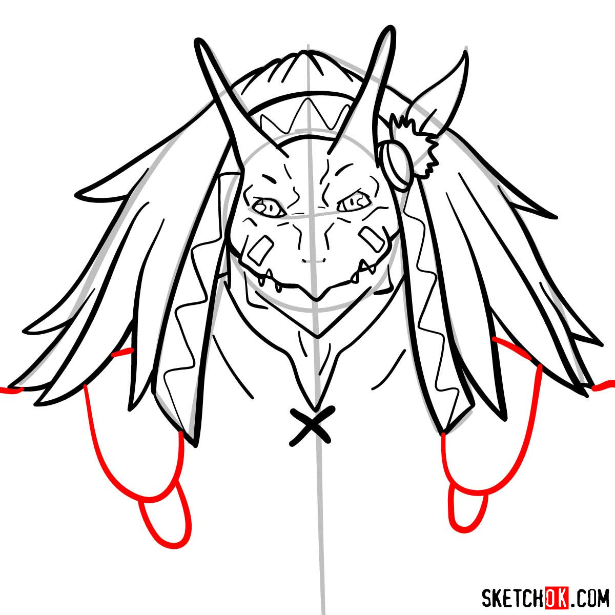 How to draw Lizard Priest from Goblin Slayer anime - step 11