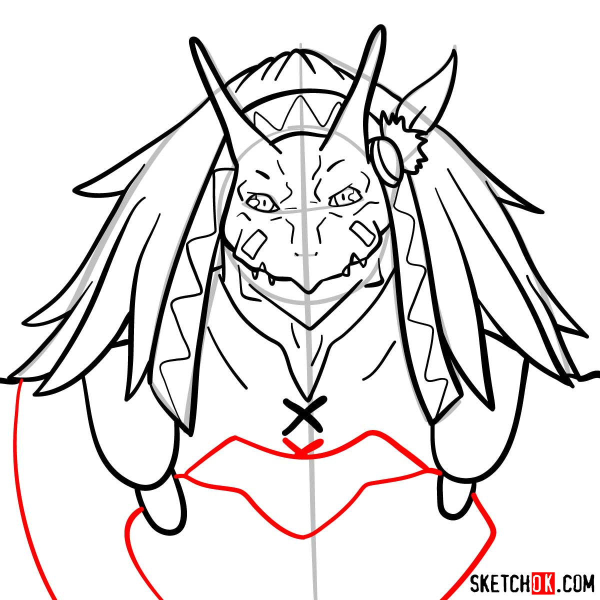 How to draw Lizard Priest from Goblin Slayer anime - step 12