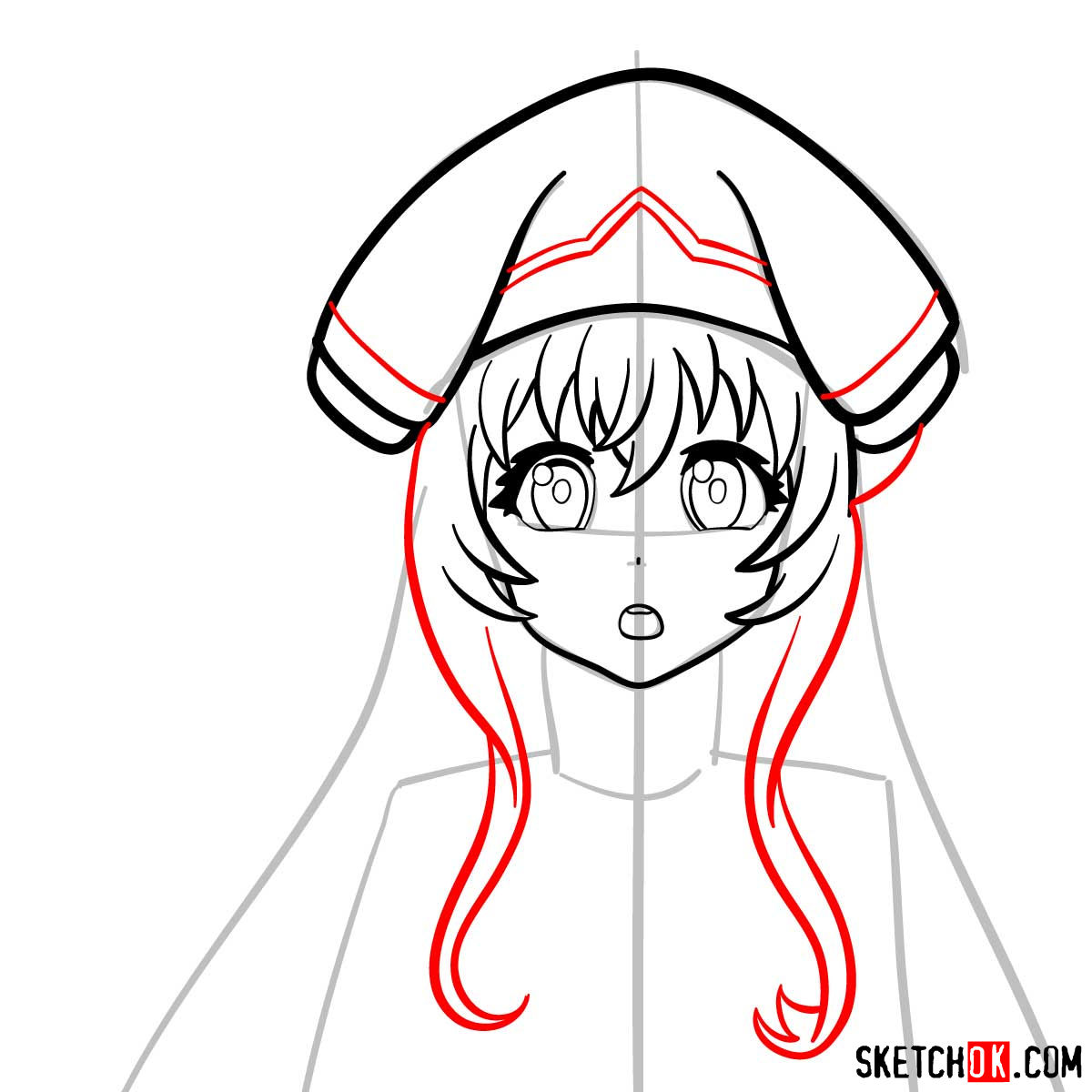 Drawing the Blond Priestess from Goblin Slayer anime in 14 steps - step 07