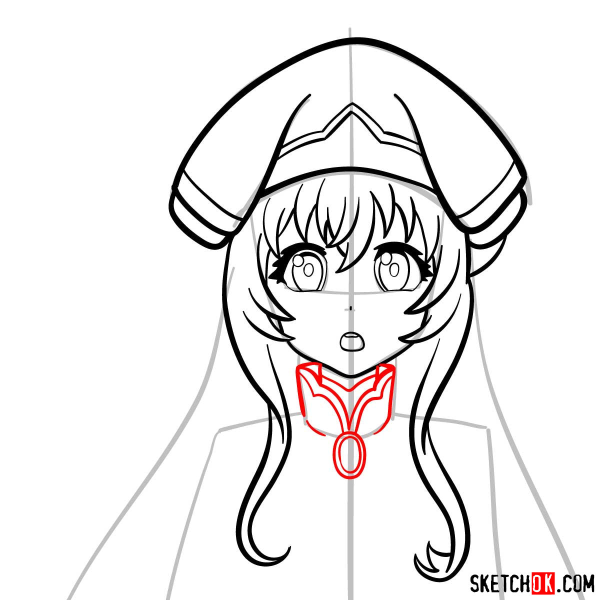 Drawing the Blond Priestess from Goblin Slayer anime in 14 steps - step 08