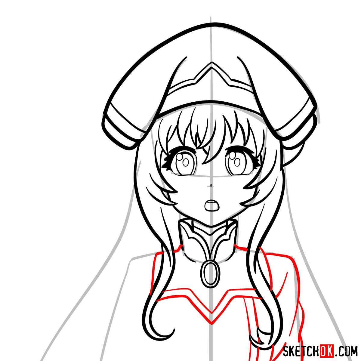 Drawing the Blond Priestess from Goblin Slayer anime in 14 steps - step 09