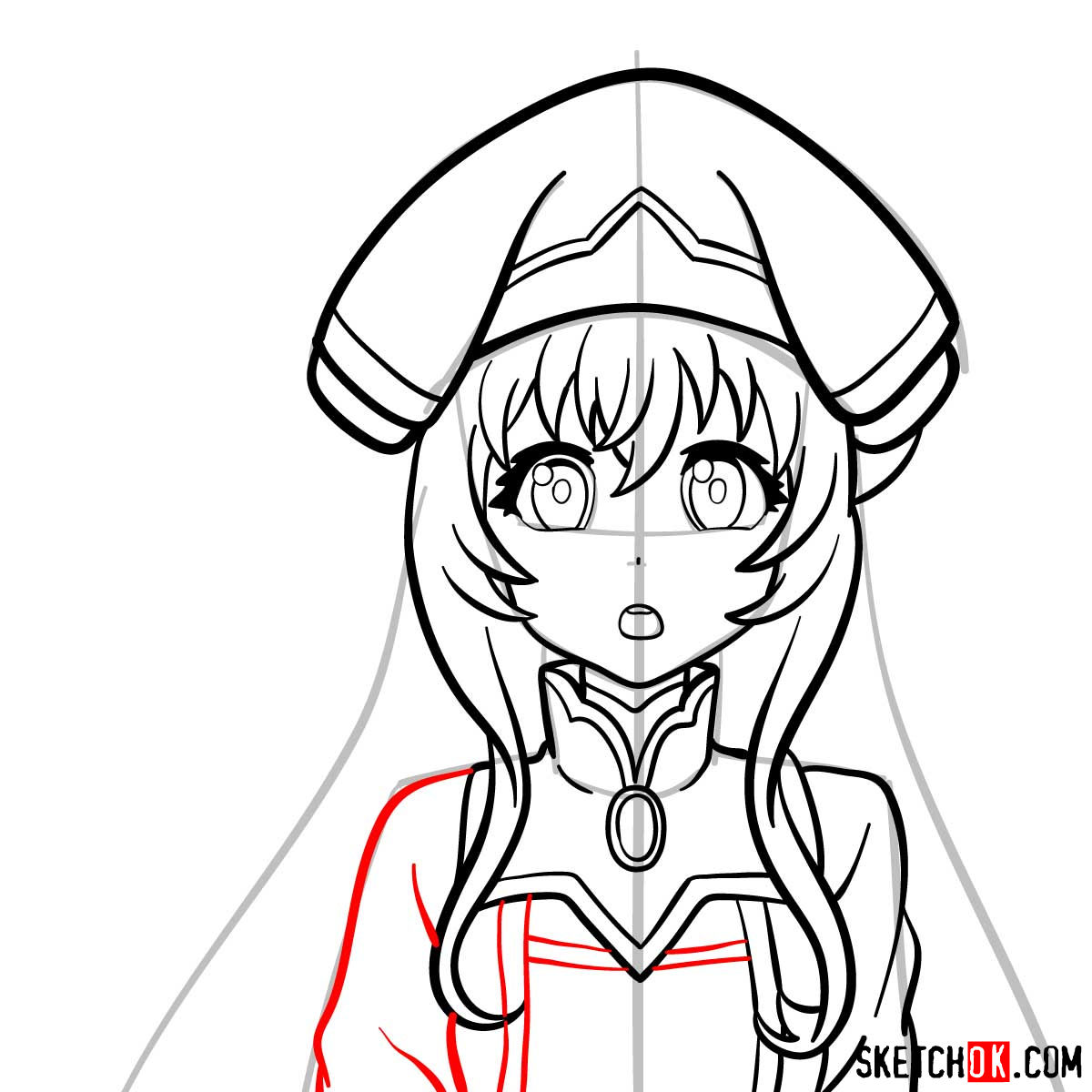 Drawing the Blond Priestess from Goblin Slayer anime in 14 steps - step 10