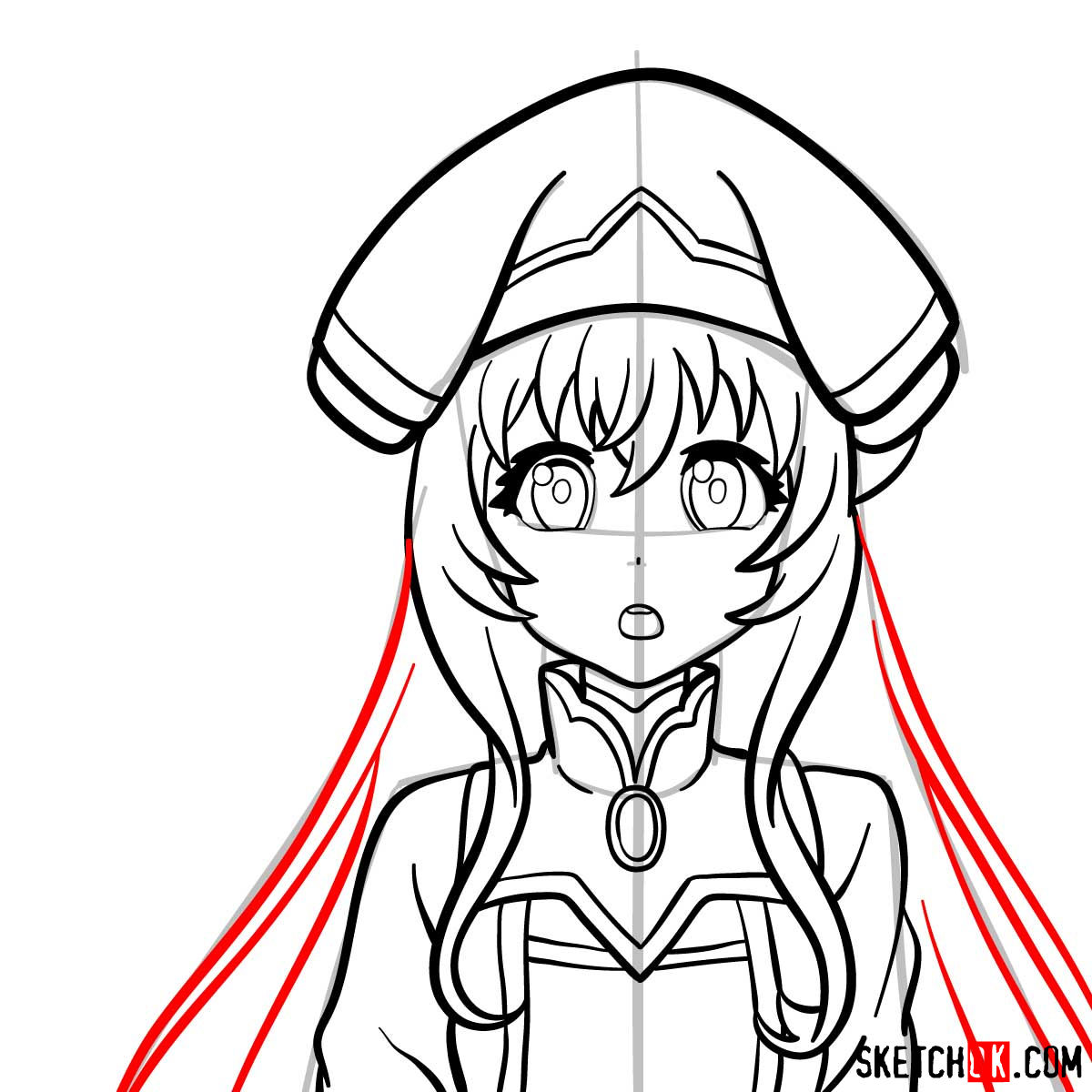 Drawing the Blond Priestess from Goblin Slayer anime in 14 steps - step 11