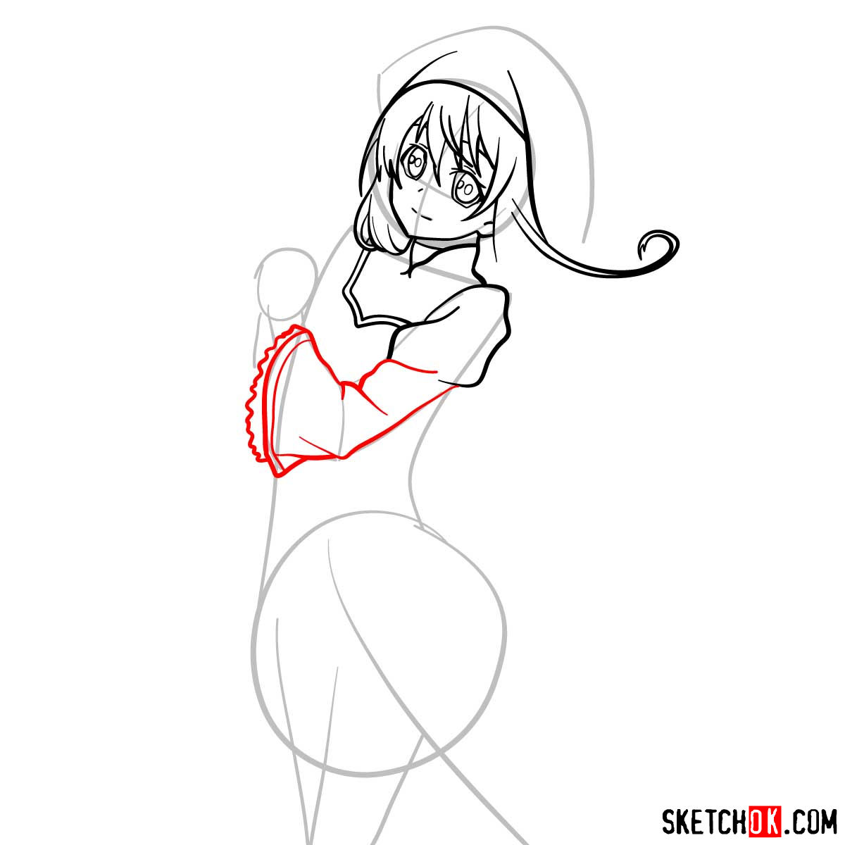 How to draw the Blond Priestess (Goblin Slayer anime) - step 08