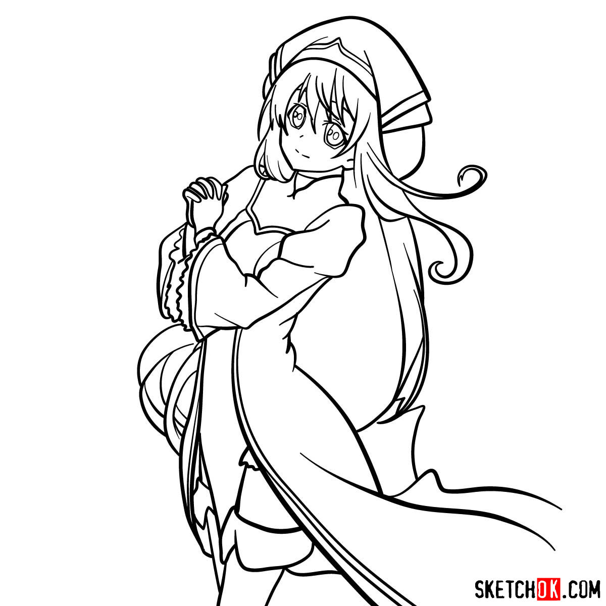 How to draw the Blond Priestess (Goblin Slayer anime) - step 18