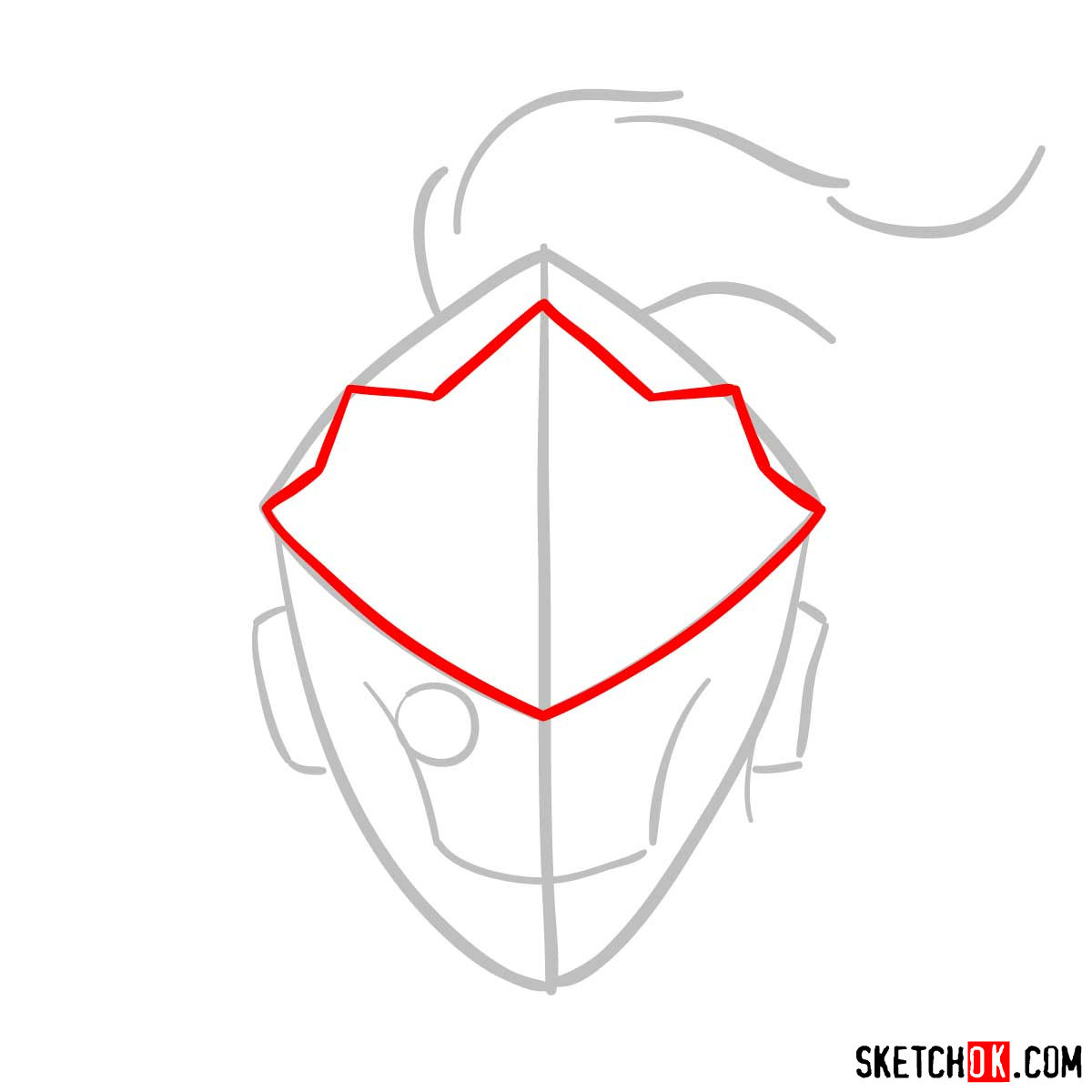 How to draw the mask of Goblin Slayer - step 03