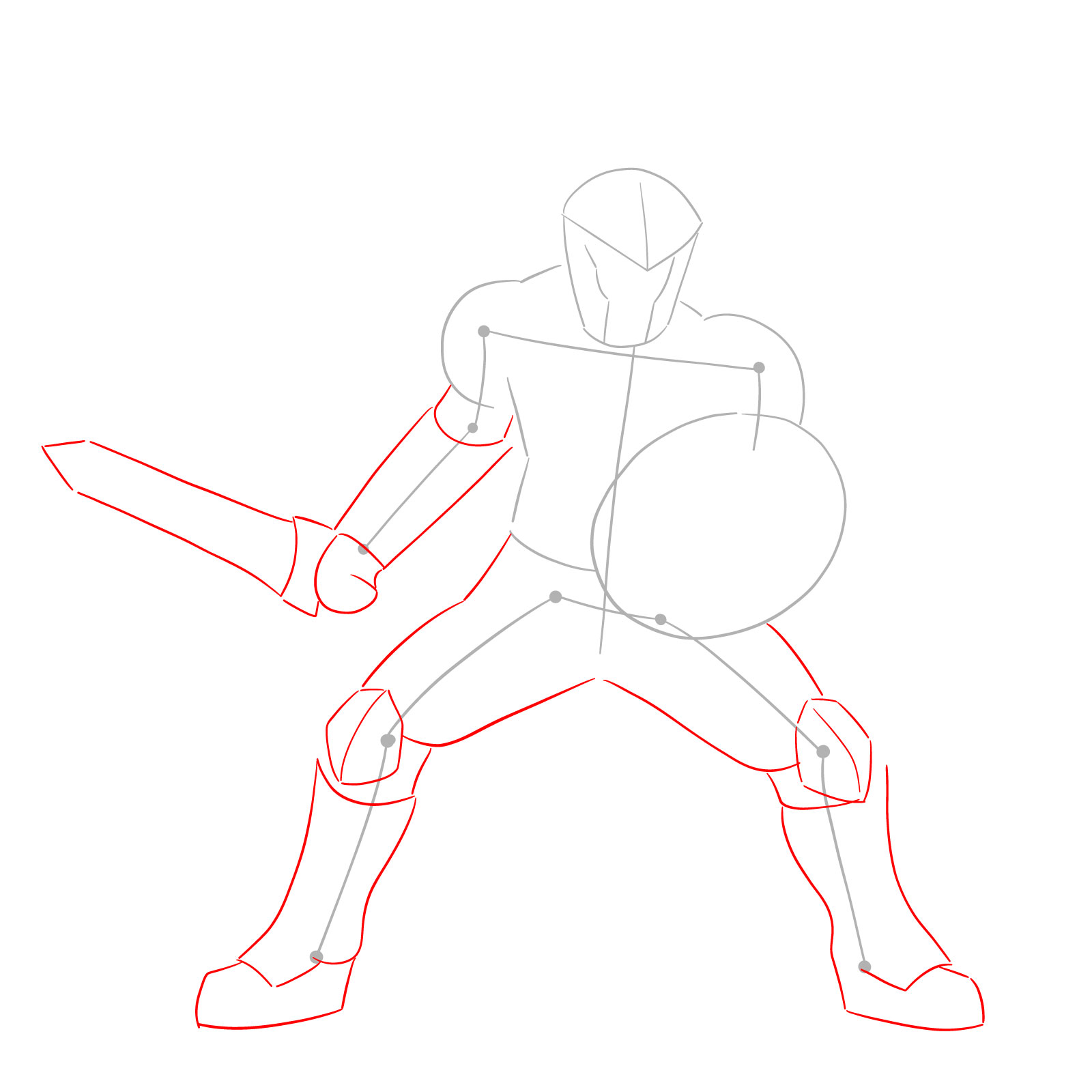 How to Draw Goblin Slayer in battle stance - step 03