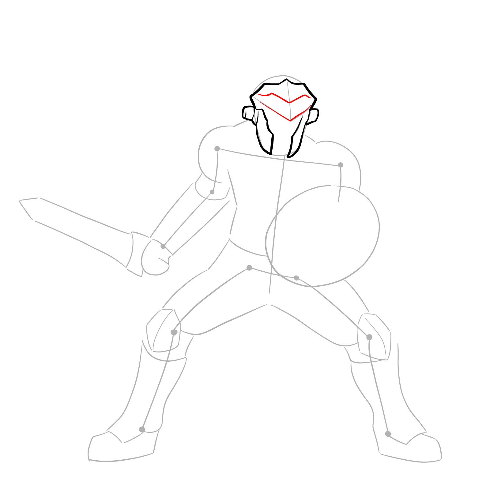 How to Draw Goblin Slayer in battle stance - step 07