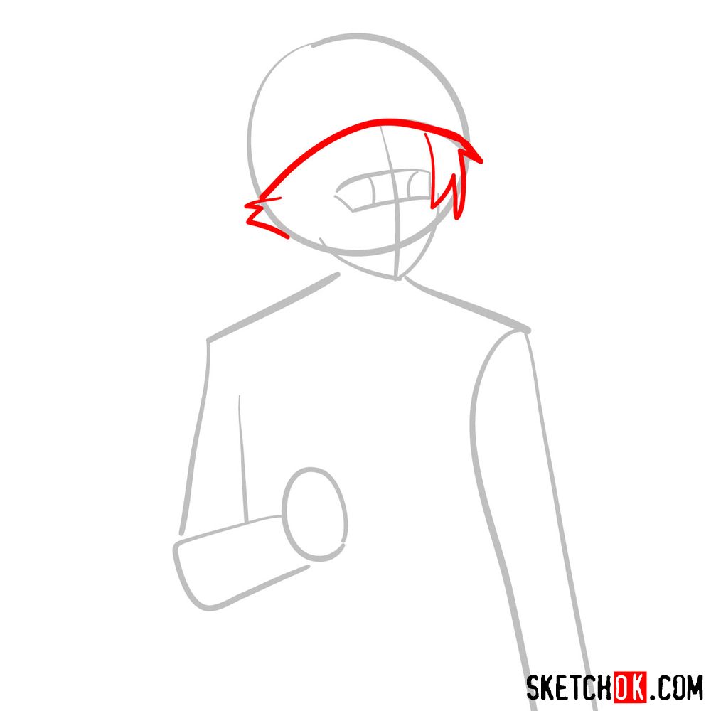 How to draw Yukiteru 'Yuki' Amano | Future Diary - step 03