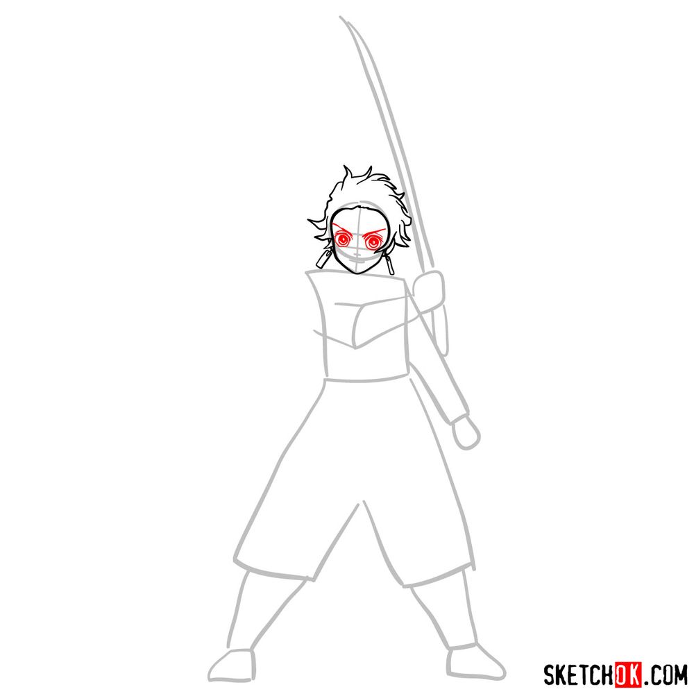How to draw Tanjiro Kamado | Demon Slayer - step 05