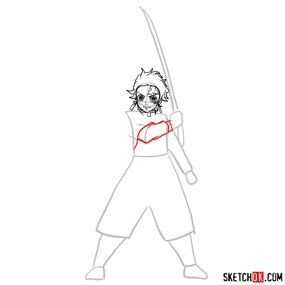 How to draw Tanjiro Kamado | Demon Slayer - step 08