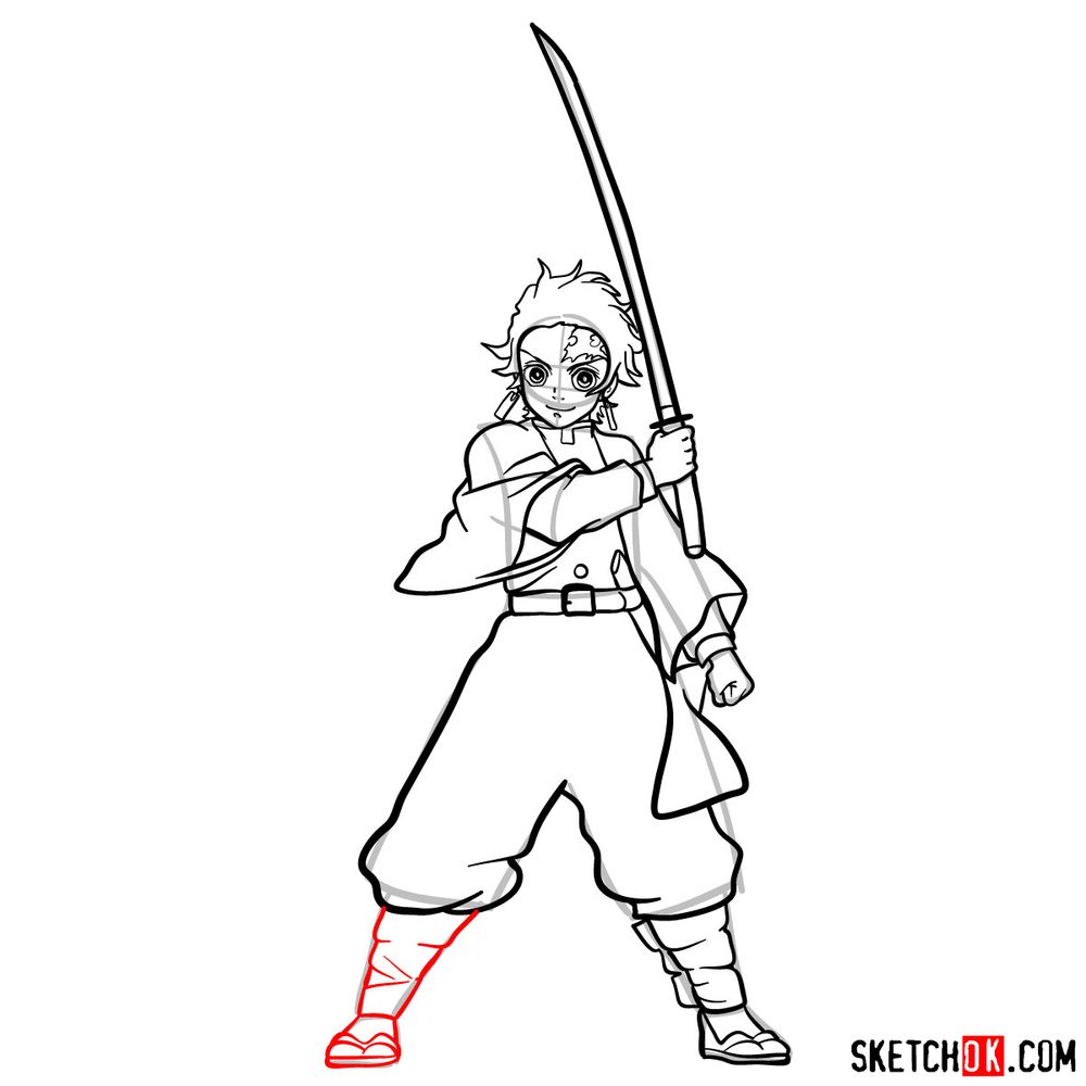 How To Draw Tanjiro Kamado Demon Slayer Sketchok