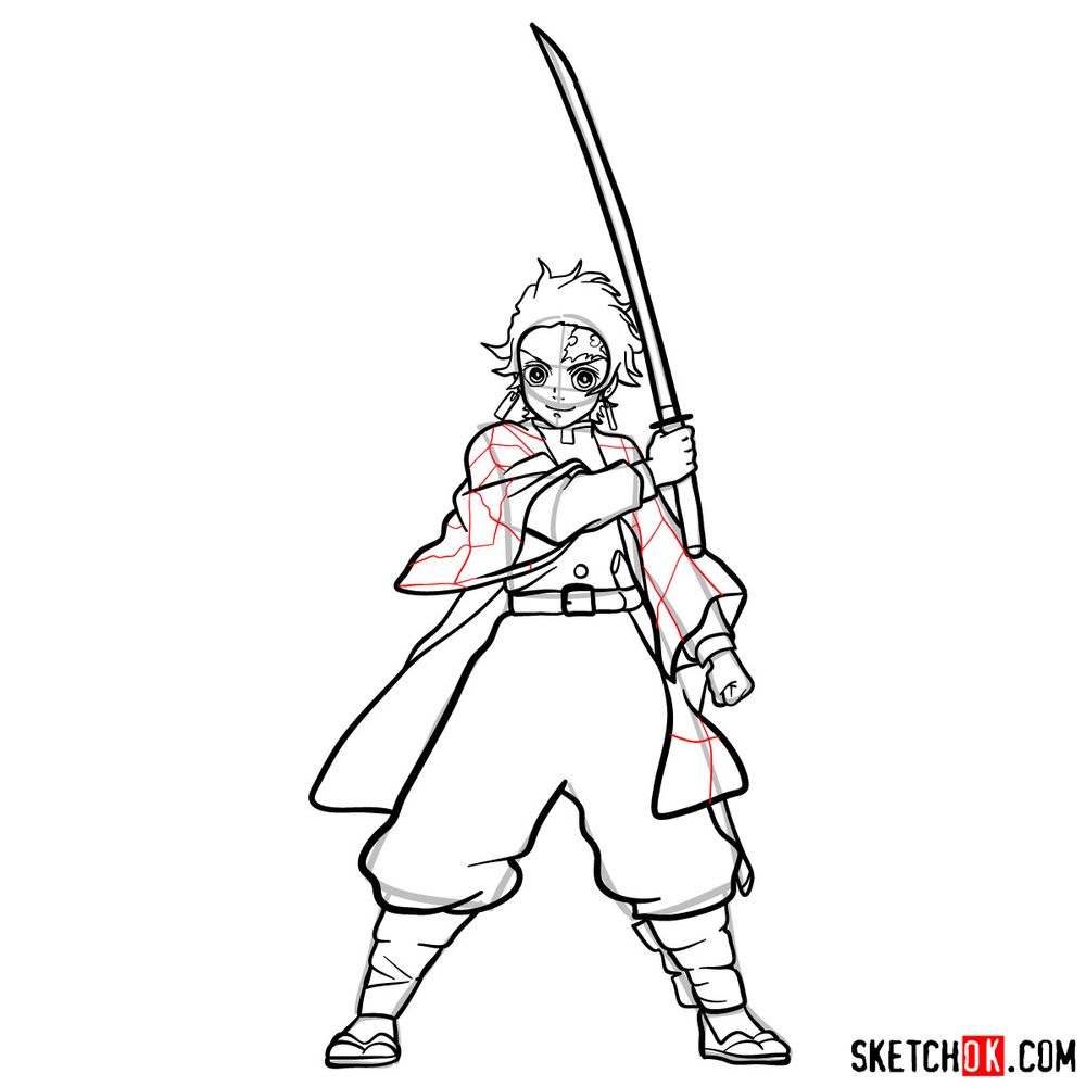 How to draw Tanjiro Kamado | Demon Slayer - step 18