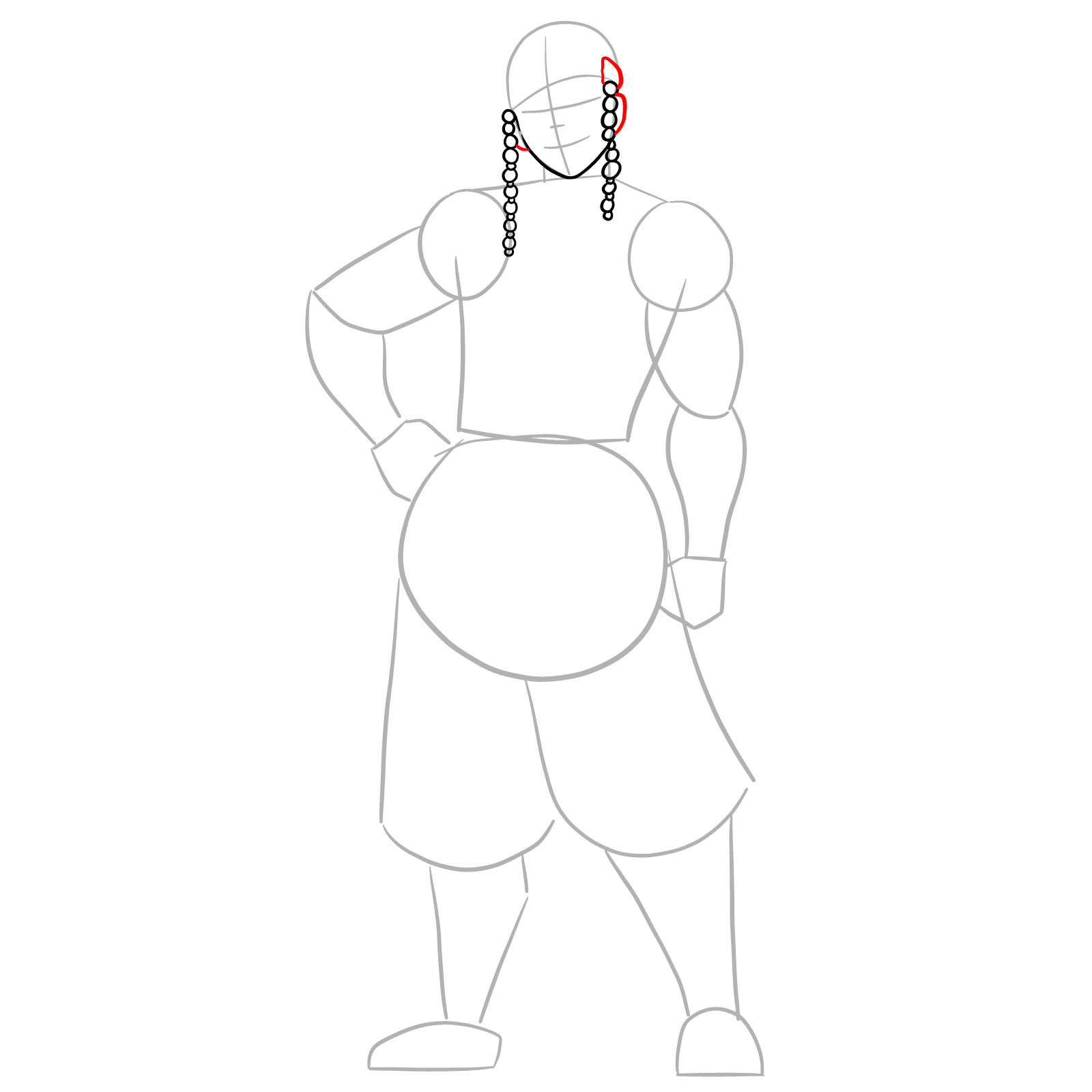 How to draw Tengen Uzui full body - step 06