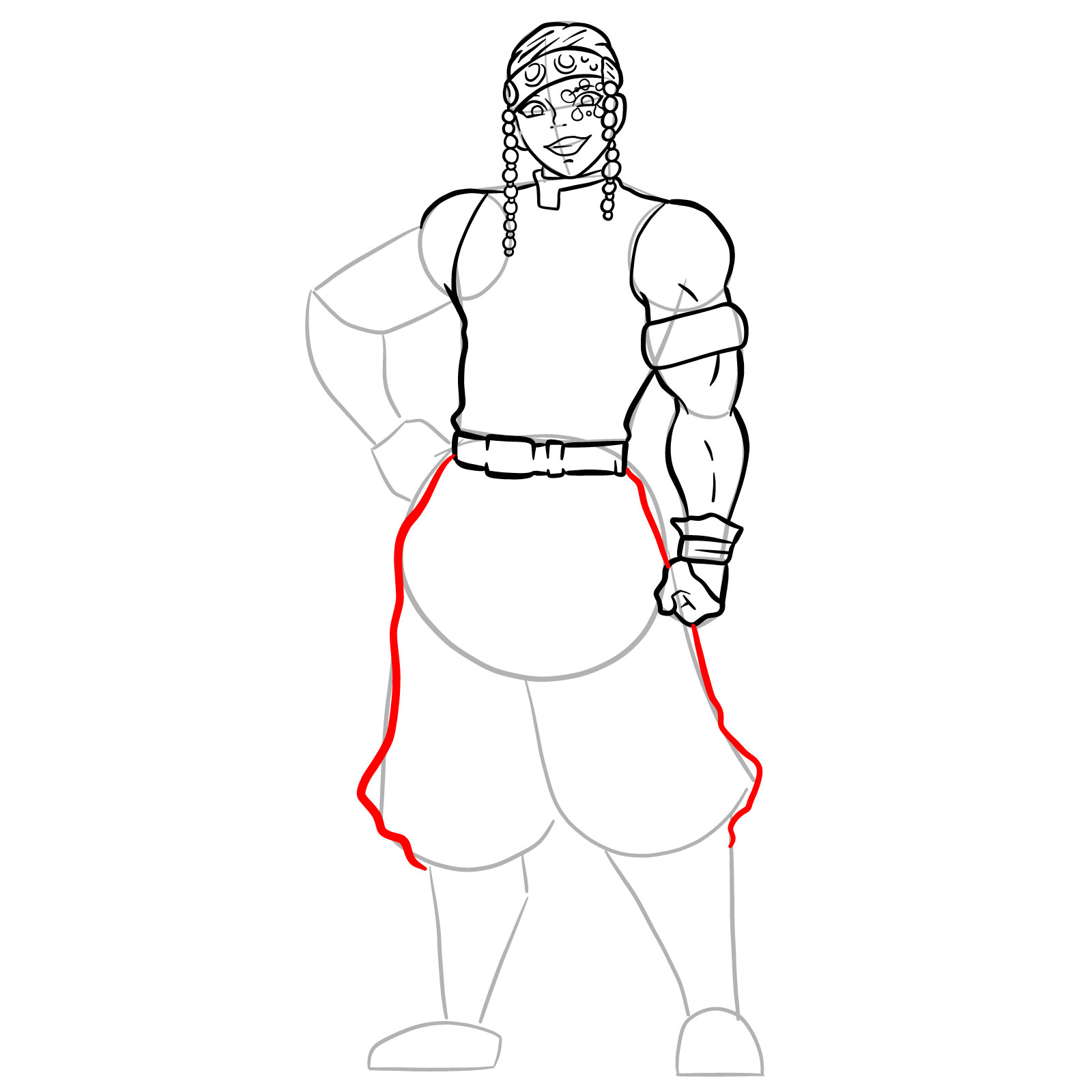 How to draw Tengen Uzui full body - step 21