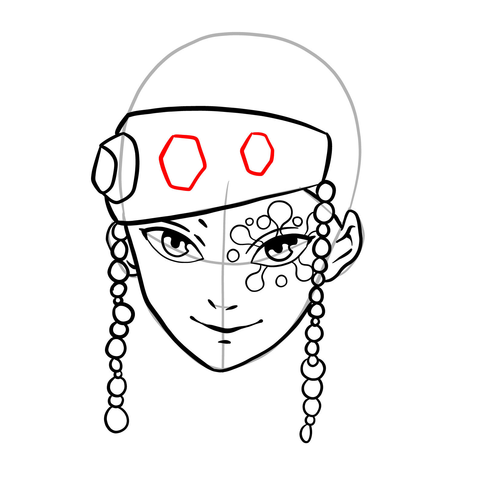 How to draw Lord Tengen's face - step 16